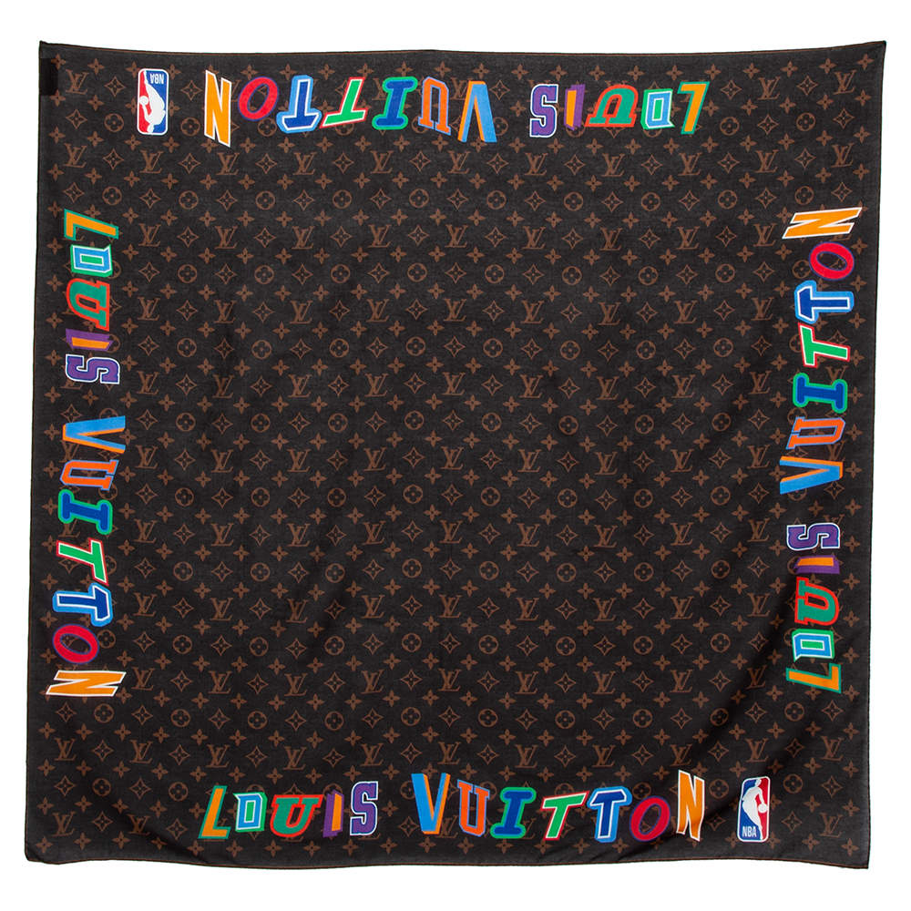 Louis Vuitton Brown LVXNBA Logo Printed Cotton Bandana