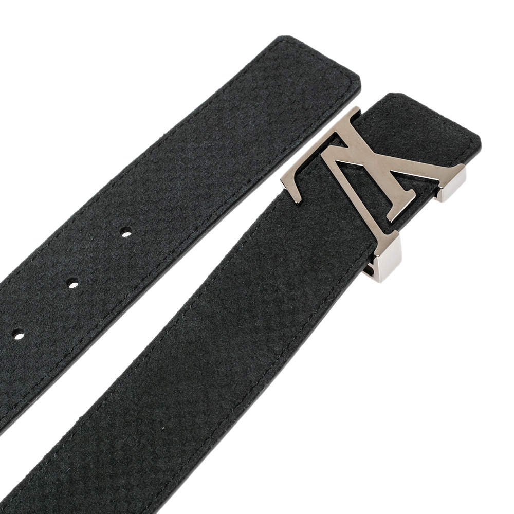 Louis Vuitton Dark Blue Mini Damier Suede LV Initiales Belt 110CM