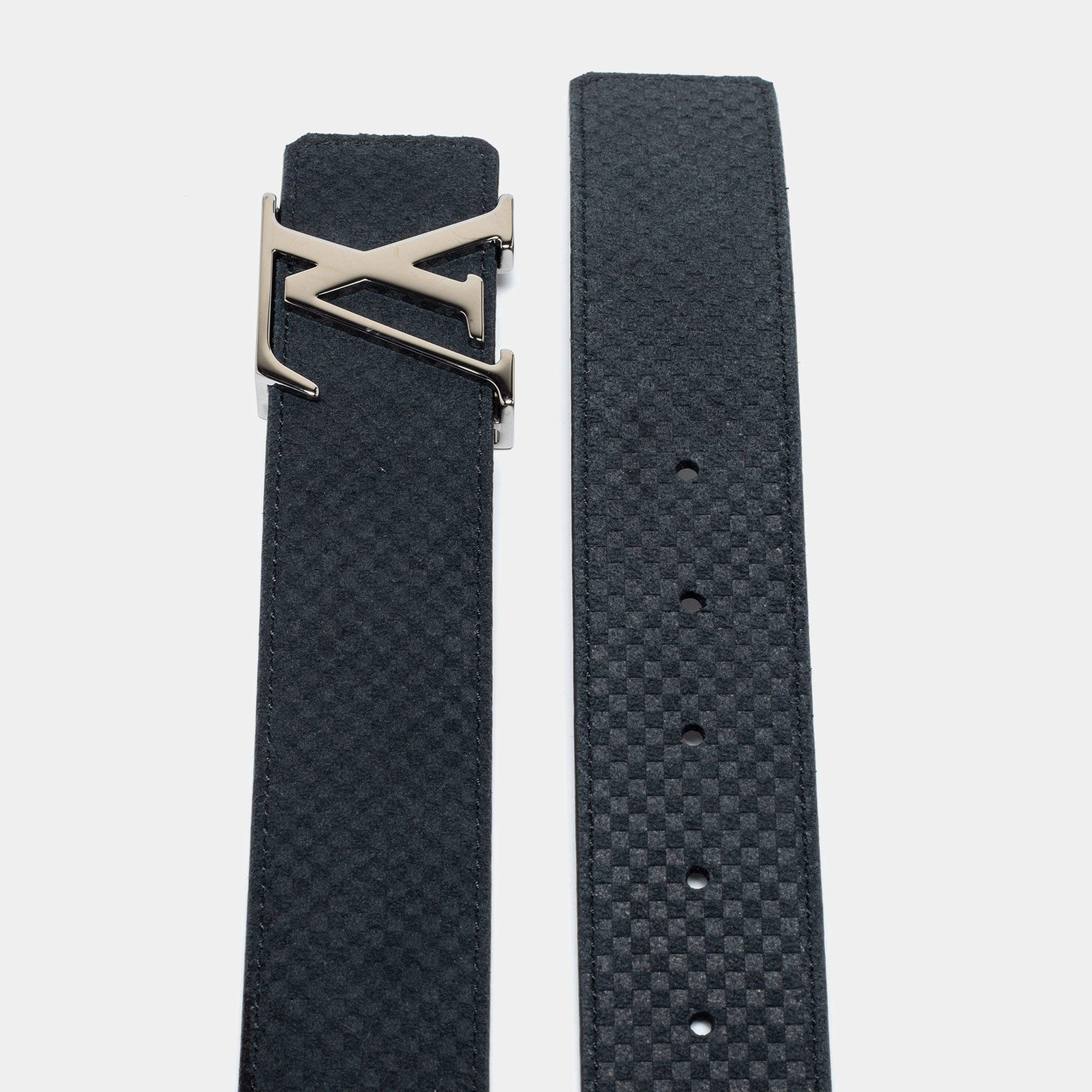 Louis Vuitton Mini Damier Initiales Belt in Khaki Suede Green ref