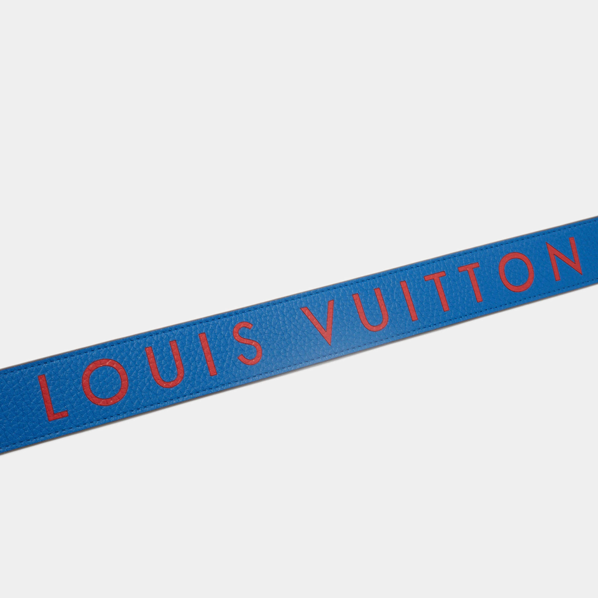 Louis Vuitton Red/Blue Taurillion Leather Logo Reversible Buckle