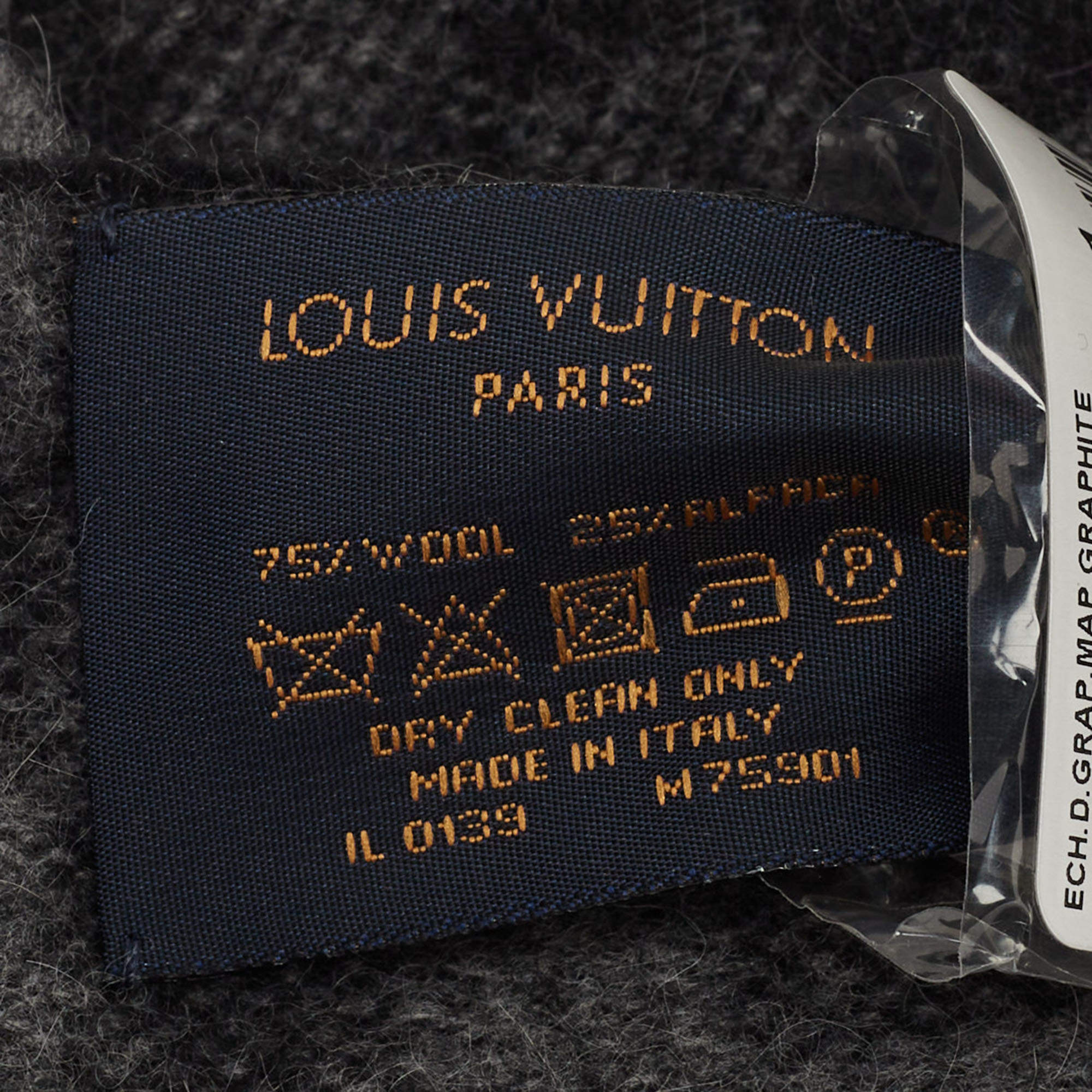 Louis Vuitton Graphite Damier Map Wool & Alpaca Scarf Louis