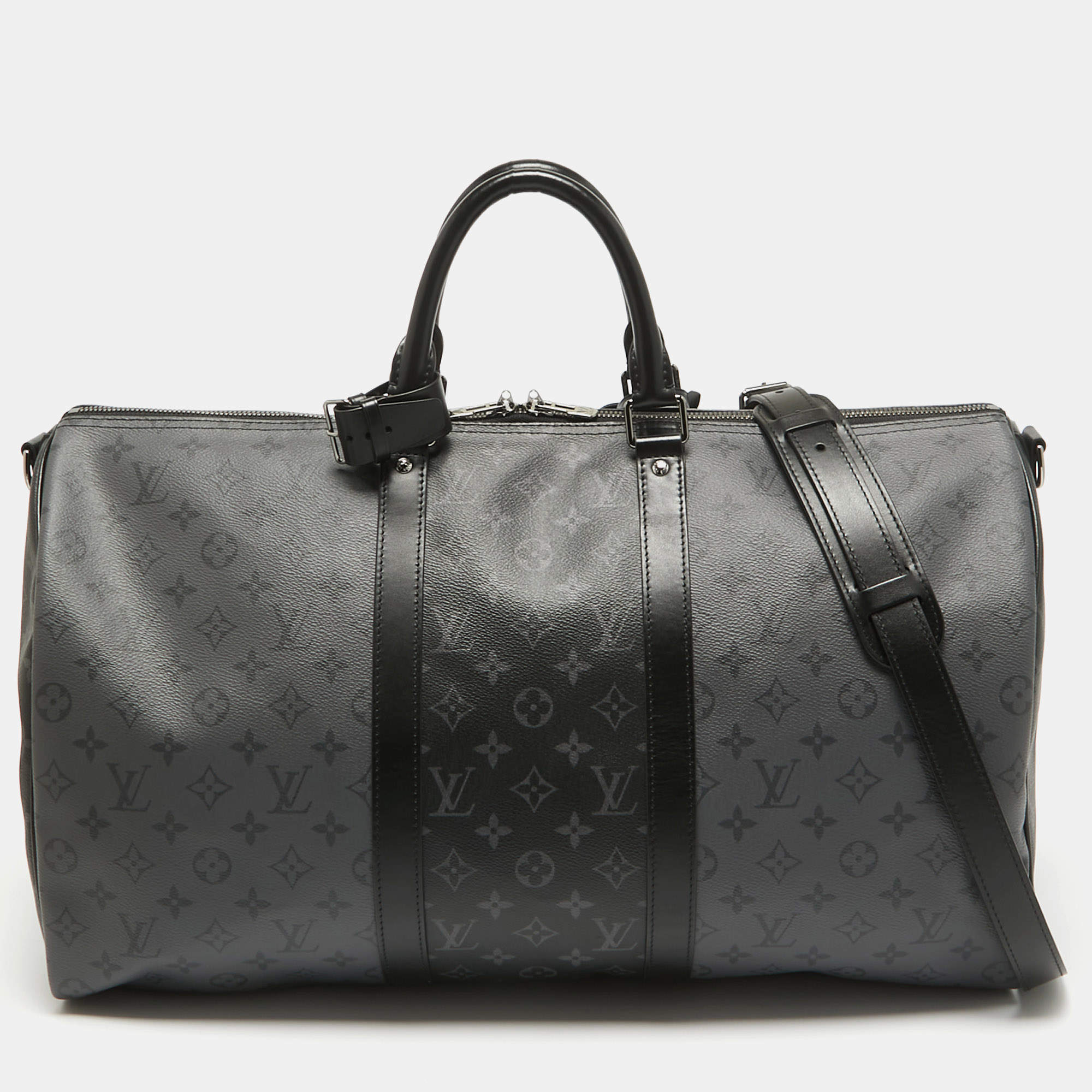 مملوكة مسبقًا Louis Vuitton Monogram Eclipse and Reverse Canvas Keepall Bandouliere 50 Bag