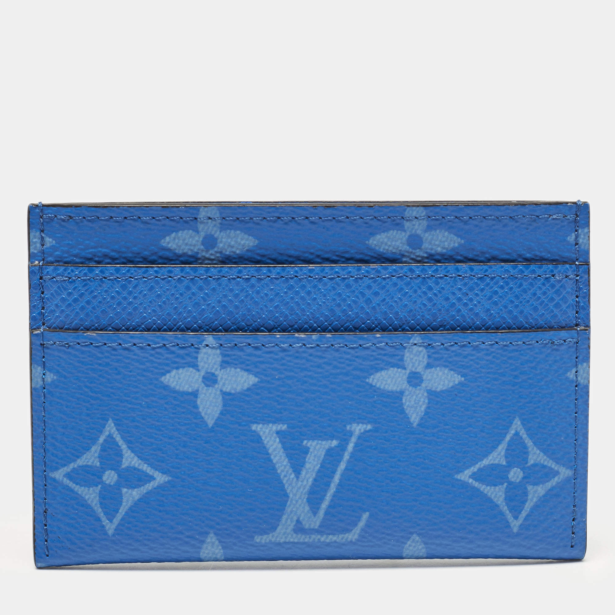 Louis Vuitton Agave Blue Taigarama Canvas Double Card Holder