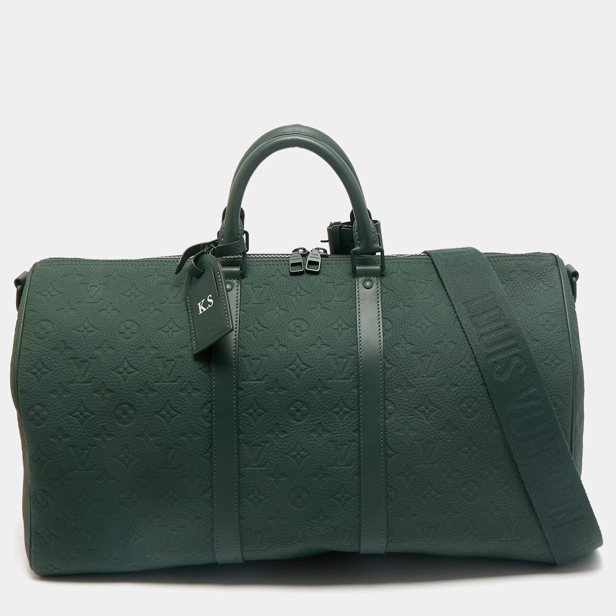 Louis Vuitton Dark Green Monogrami Taurillon Leather Keepall Bandouliere 50 Bag