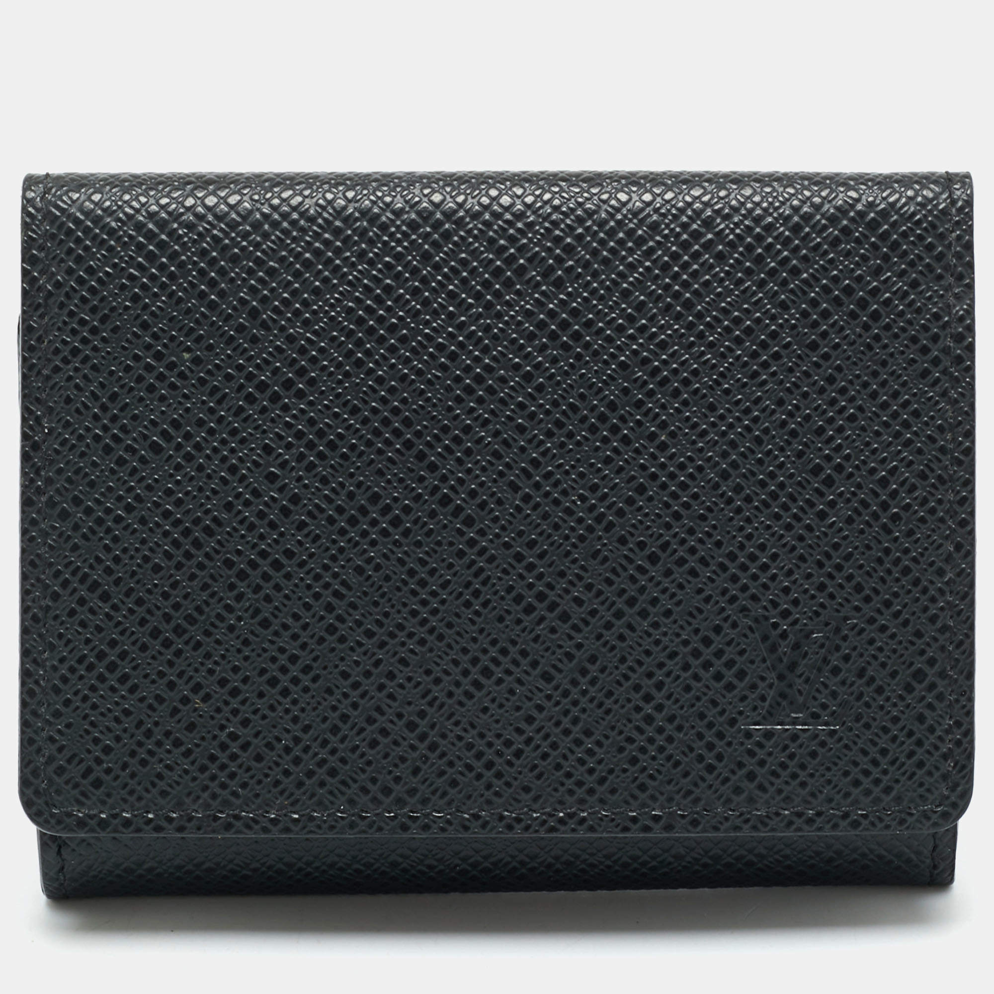 Pre Owned Louis Vuitton Black Taiga Leather Business Card Holder