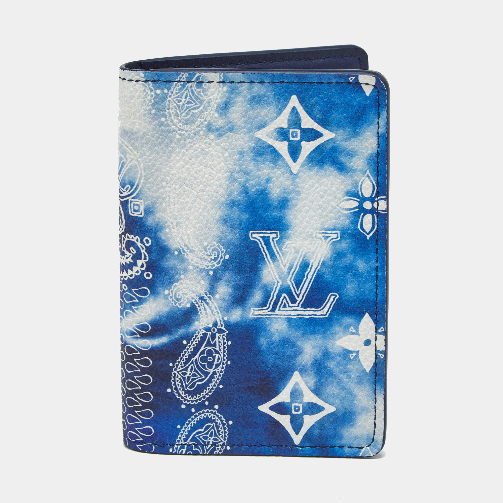 Pre Owned Louis Vuitton Blue Monogram Bandana Leather Pocket Organizer