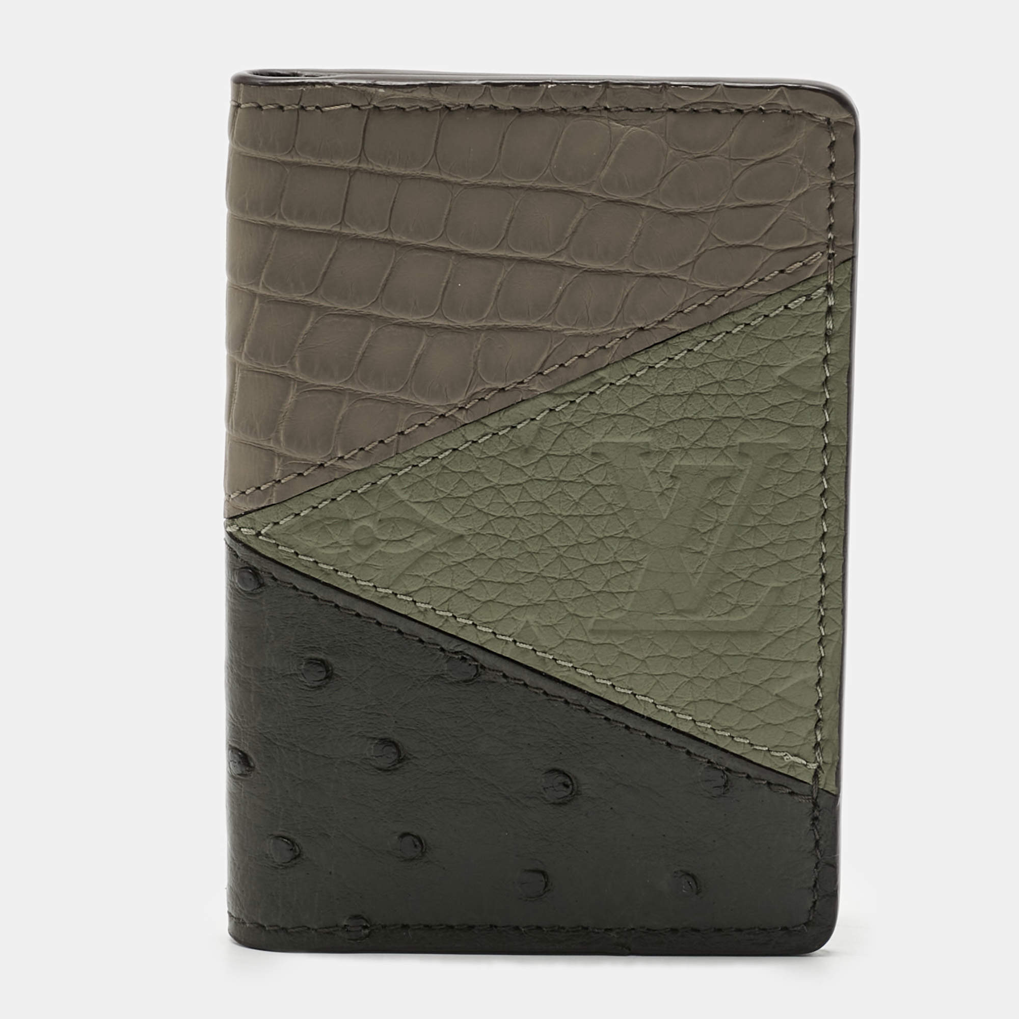 Pre Owned Louis Vuitton Multicolor Crocodile and Ostrich Pocket Organizer