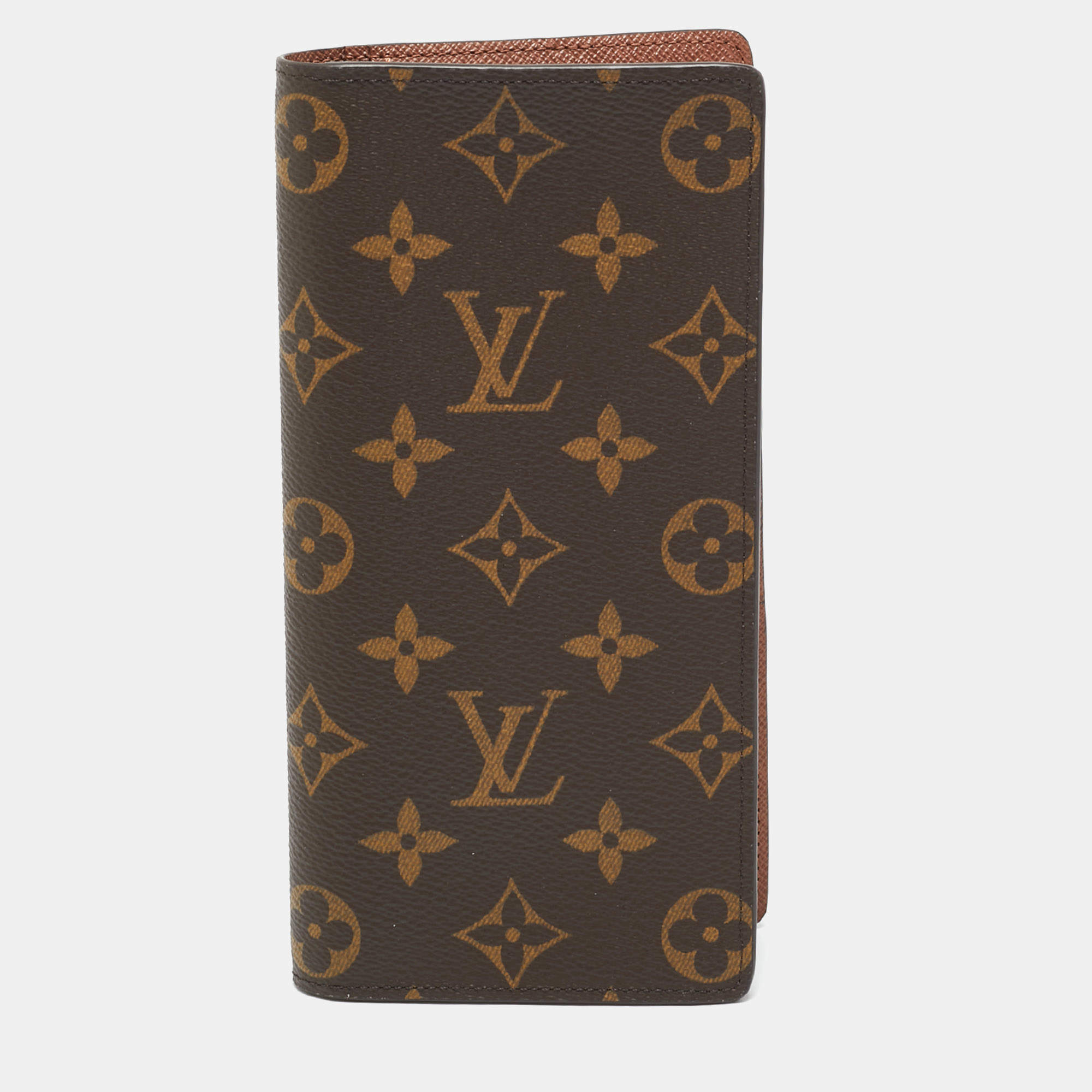 Pre Owned Louis Vuitton Brazza Monogram Canvas Long Wallet