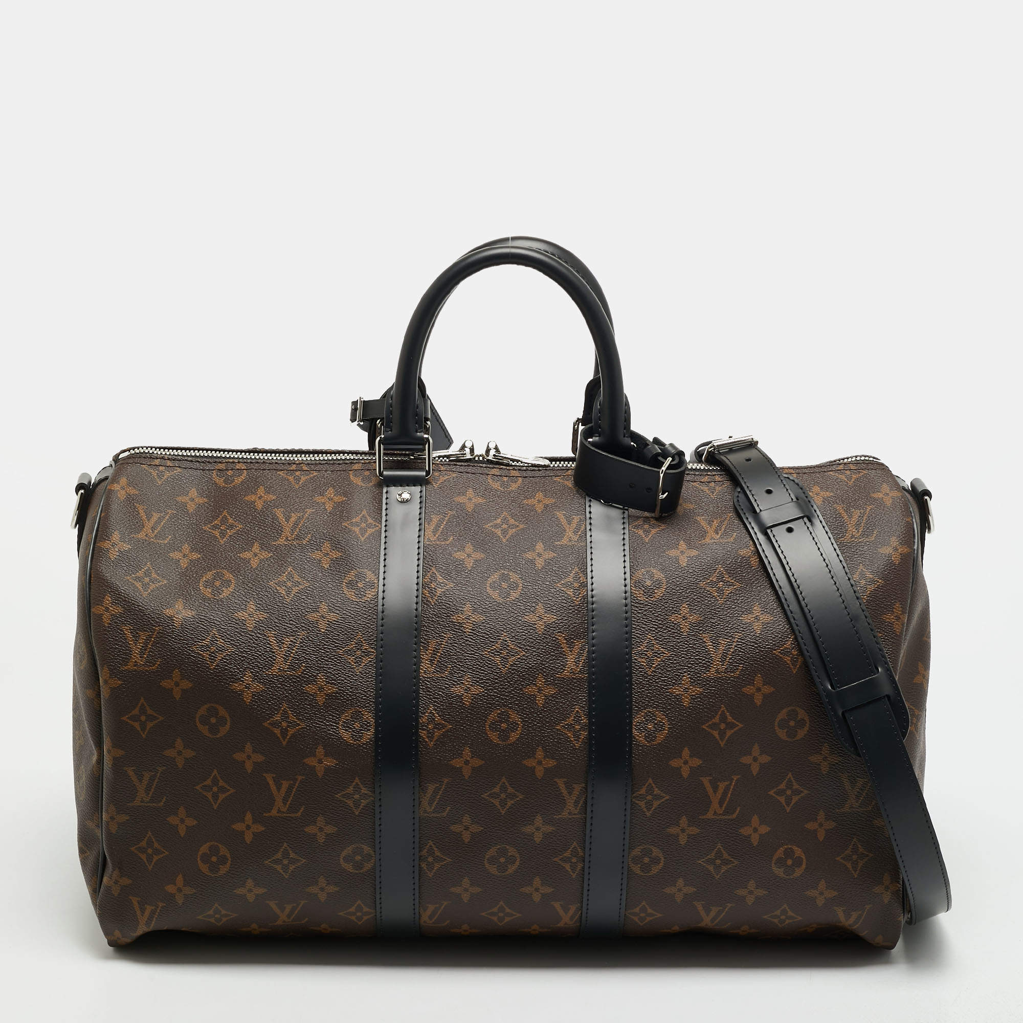 Pre Owned Louis Vuitton Keepall Bandoulière 45 Monogram Macassar Canvas Duffel Bag