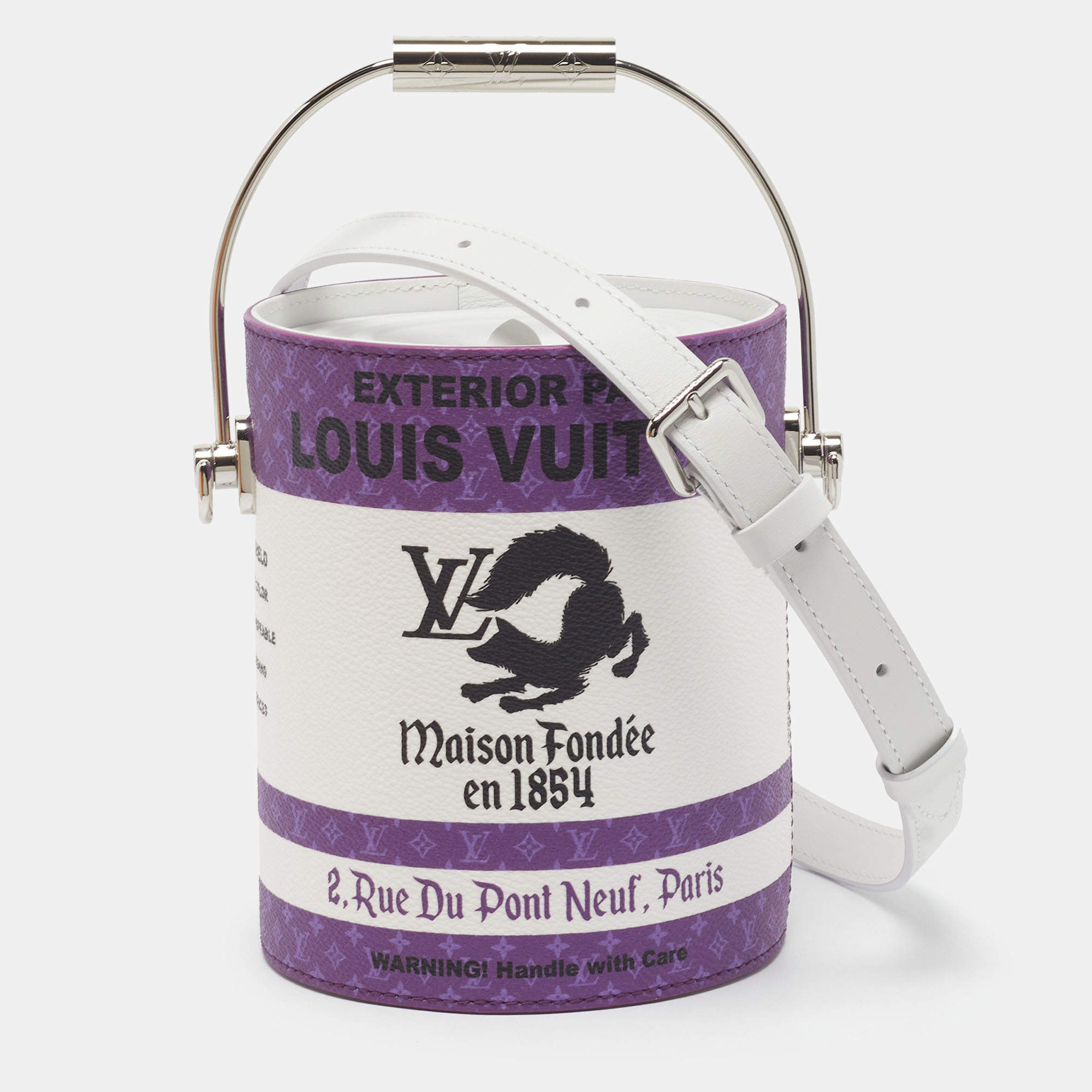 Pre Owned Louis Vuitton LV Paint Can Purple Monogram Canvas Bucket Bag