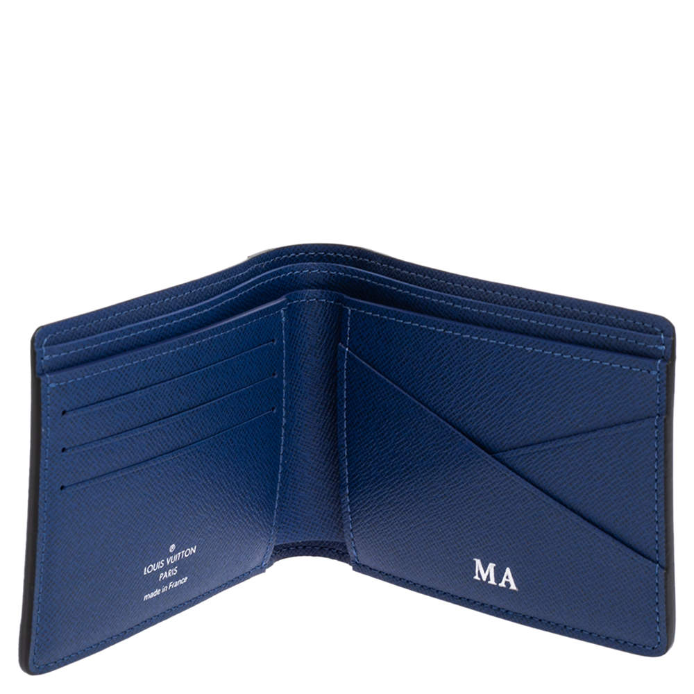 Authentic New Rare Louis Vuitton Pacific Taiga Blue Monogram Multiple Wallet