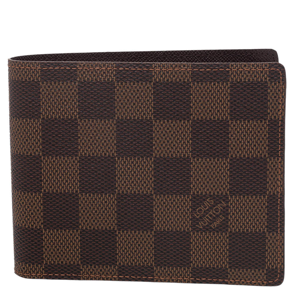 Pre Owned Louis Vuitton Brown Damier Ebene Canvas Florin Bifold Wallet