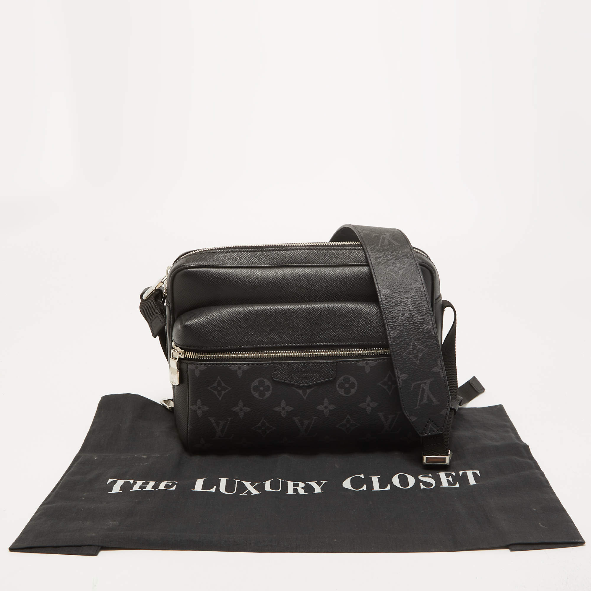 Louis Vuitton Black Taiga Leather and Monogram Eclipse Canvas Outdoor  Messenger at 1stDibs
