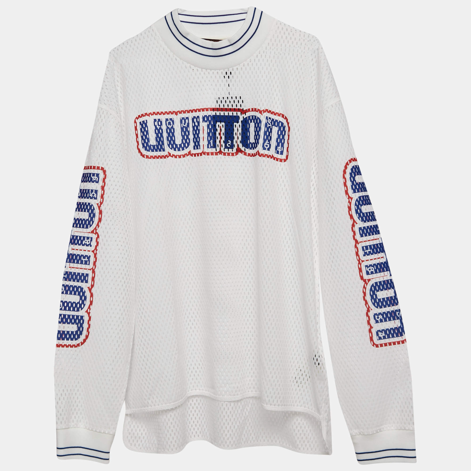Louis Vuitton White LV Graphic Mesh Long Sleeve T-Shirt XL