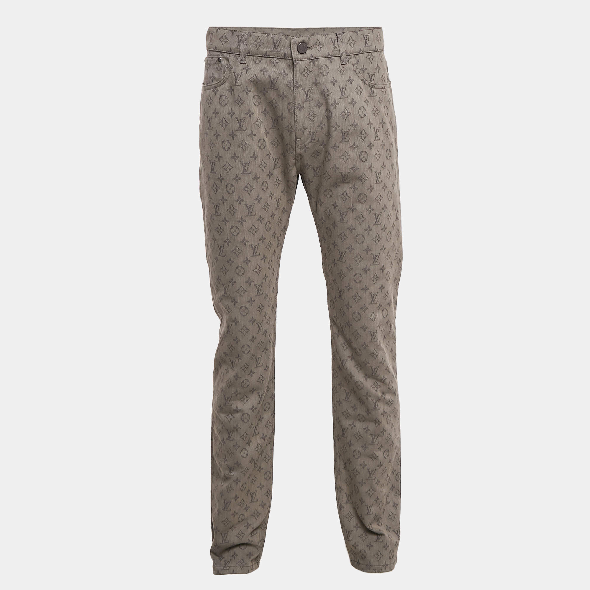 Louis Vuitton Grey Monogram Denim Slim Jeans M Waist 38"