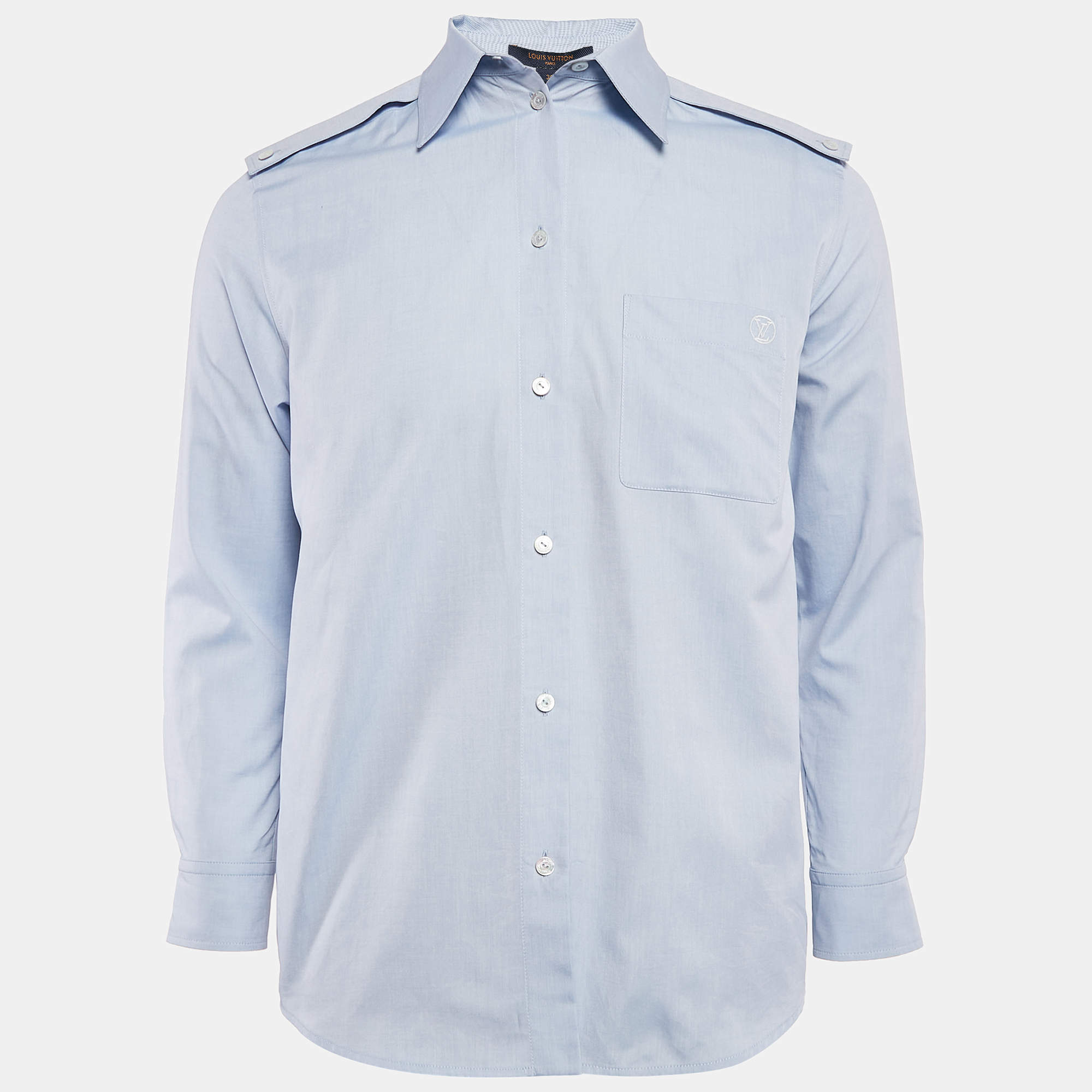 Louis Vuitton Light Blue Cotton Button Front Shirt S