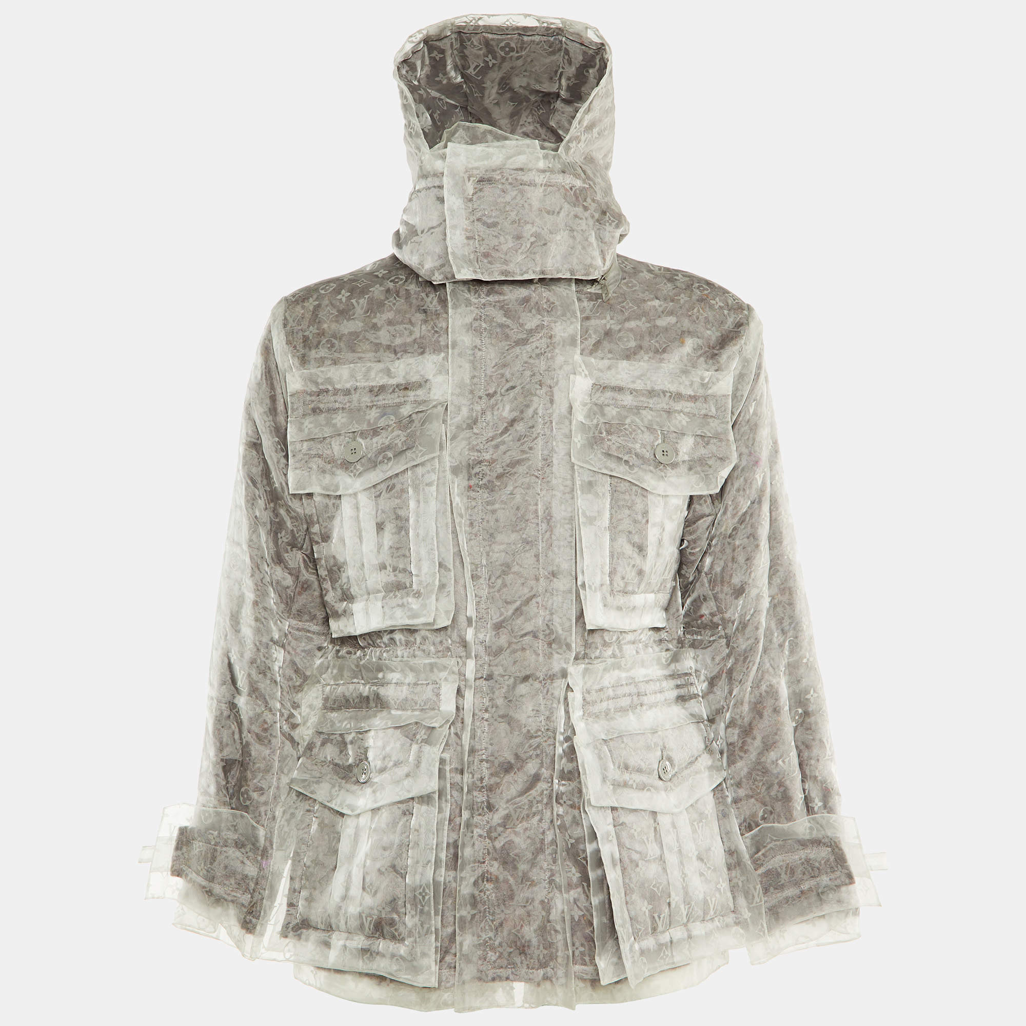 Louis Vuitton Brown & Grey Organza Layered Jacket S