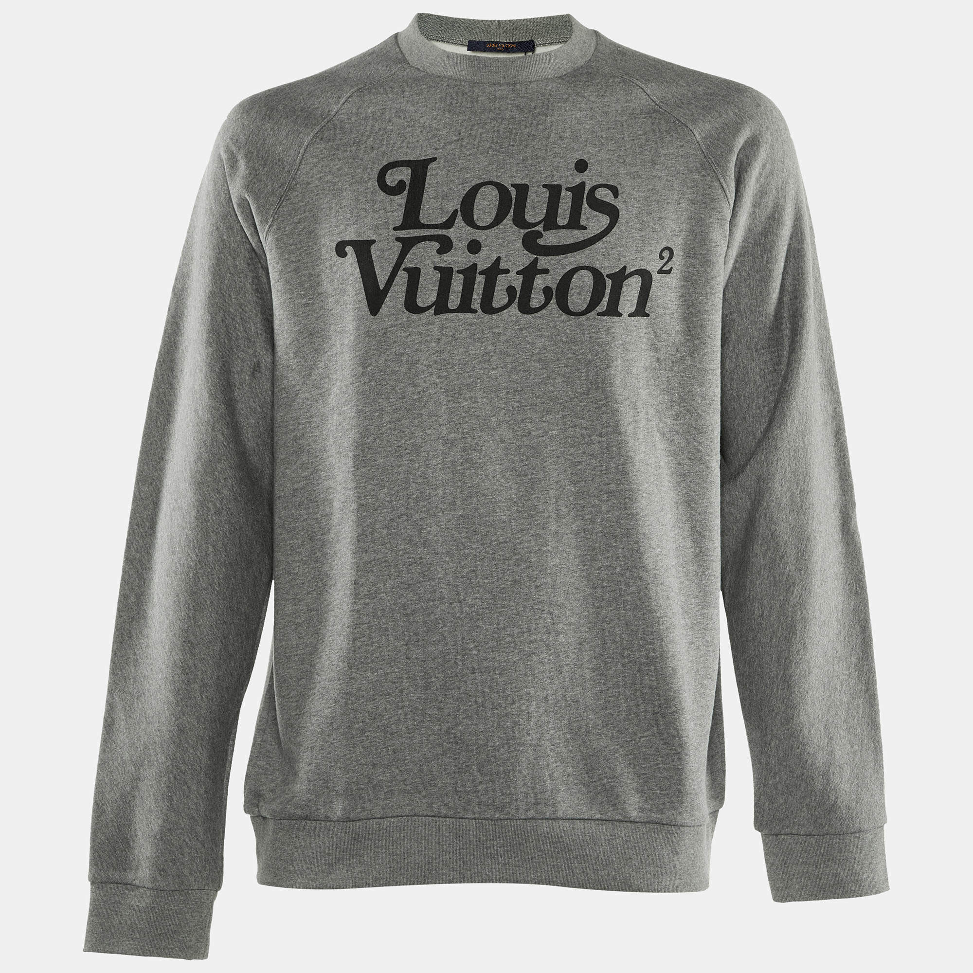 Louis Vuitton x Nigo Grey Logo Print Cotton Sweatshirt XXL 