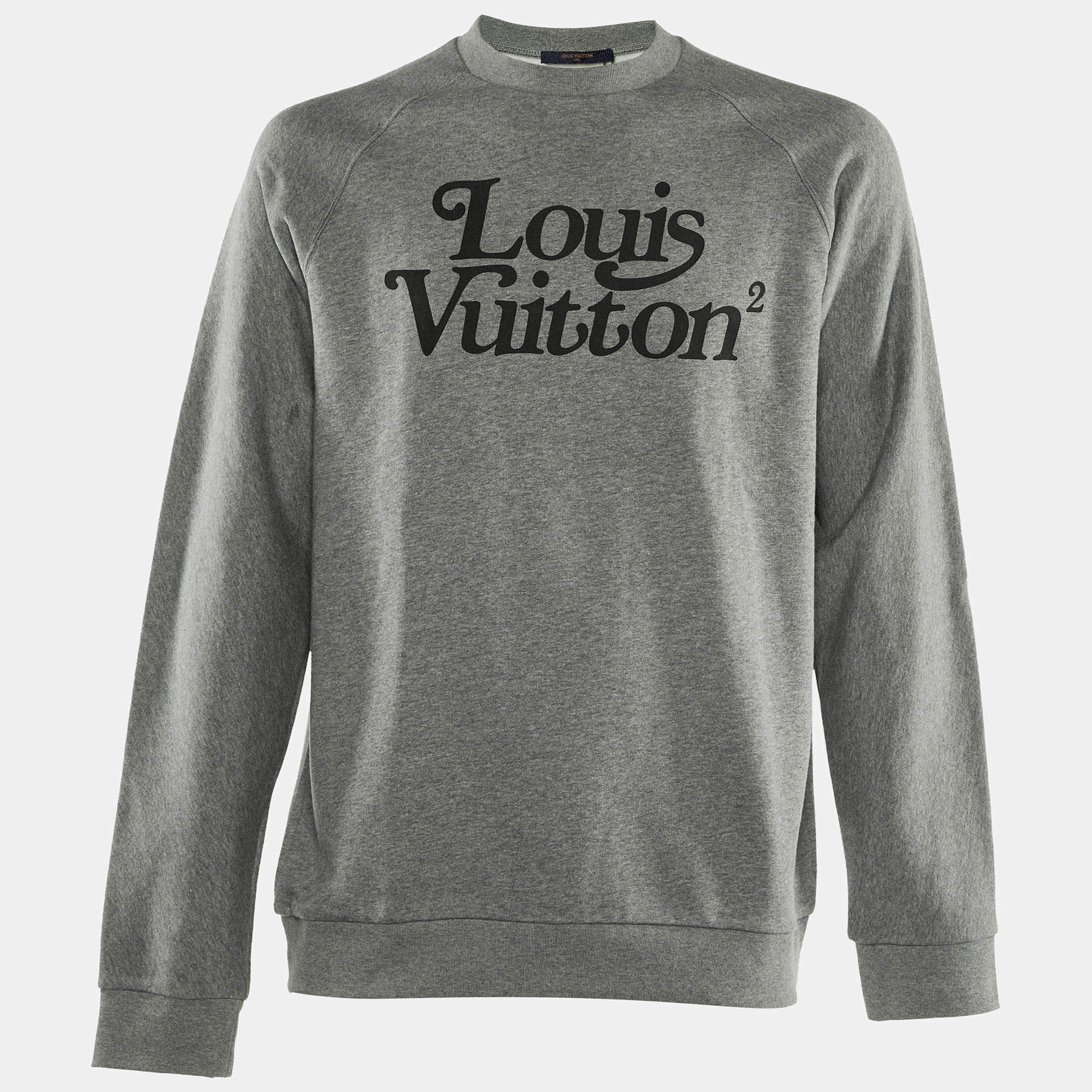 Louis Vuitton x Nigo Grey Logo Print Cotton Sweatshirt L