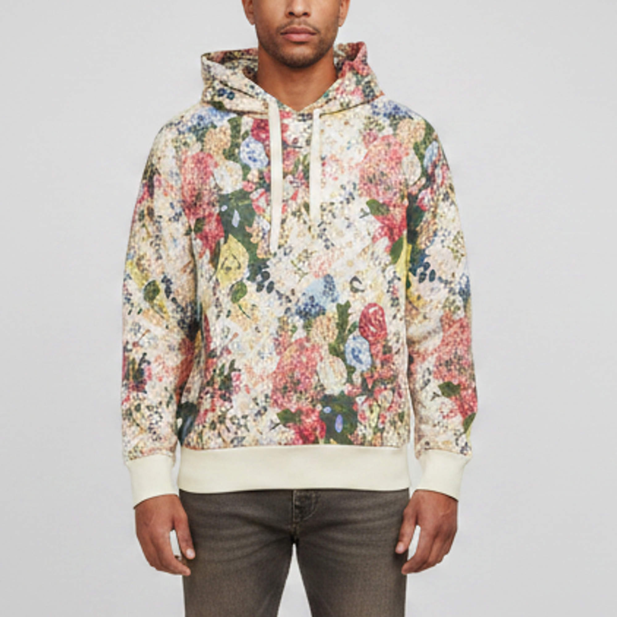 Pre Owned Louis Vuitton Multicolor Floral Monogram Jacquard Knit Hoodie M