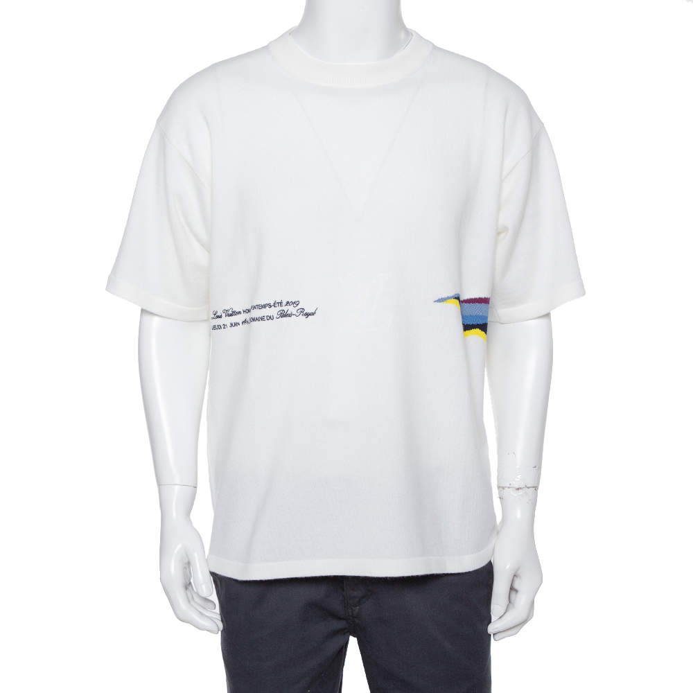 Louis Vuitton Cream Cashmere Plain Rainbow Crewneck T Shirt M