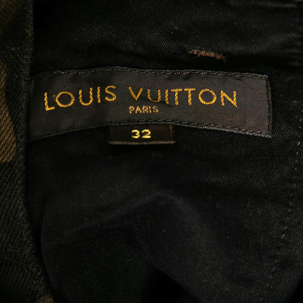 Louis Vuitton x Supreme Green Camo Print Denim Overall Jeans XXS Size 28