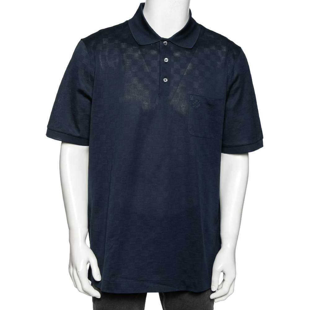 Louis Vuitton Navy Blue Cotton Knit Pocket Detail Polo T-Shirt 4XL
