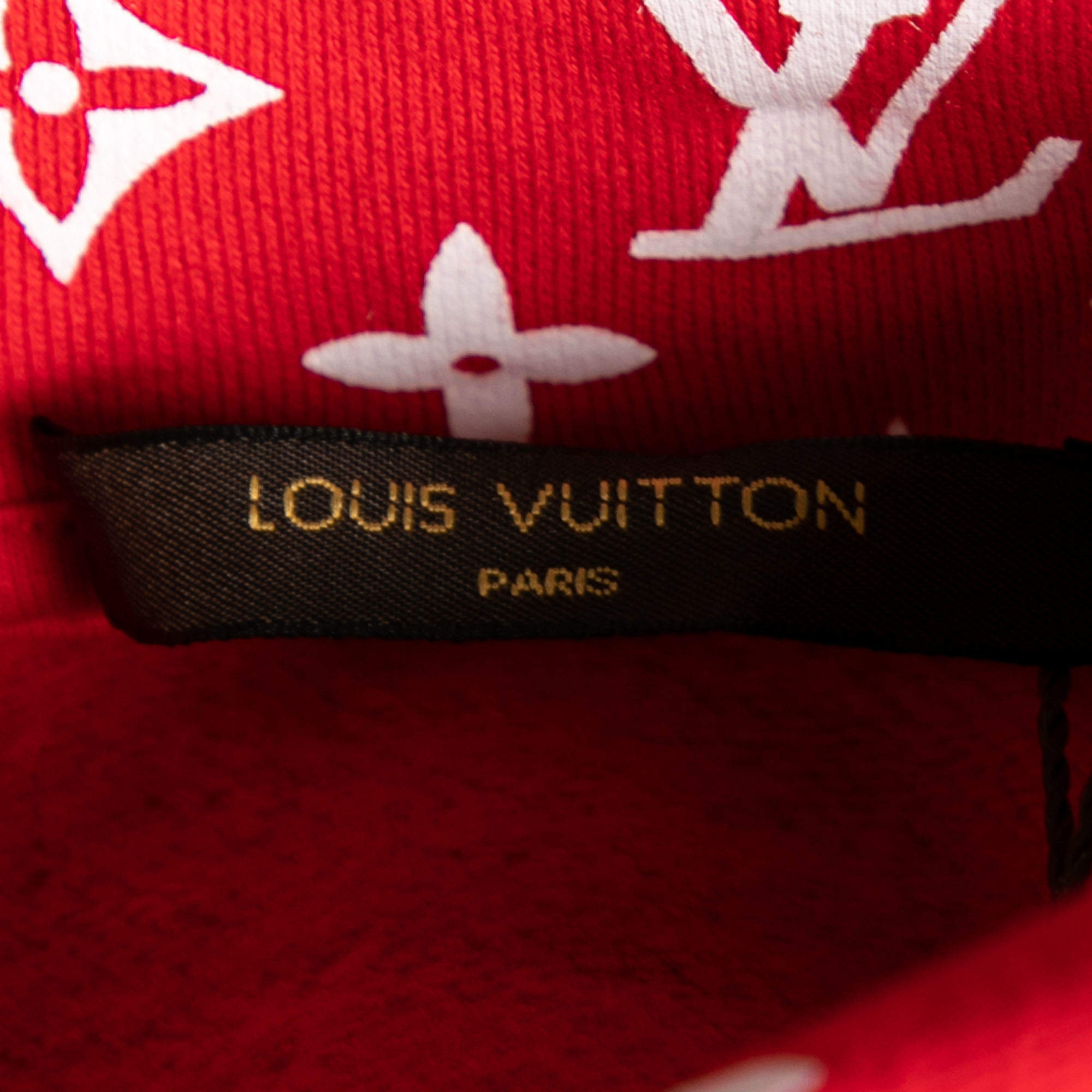 Louis Vuitton X Supreme Red Monogram Cotton Box Logo Hoodie XXXL