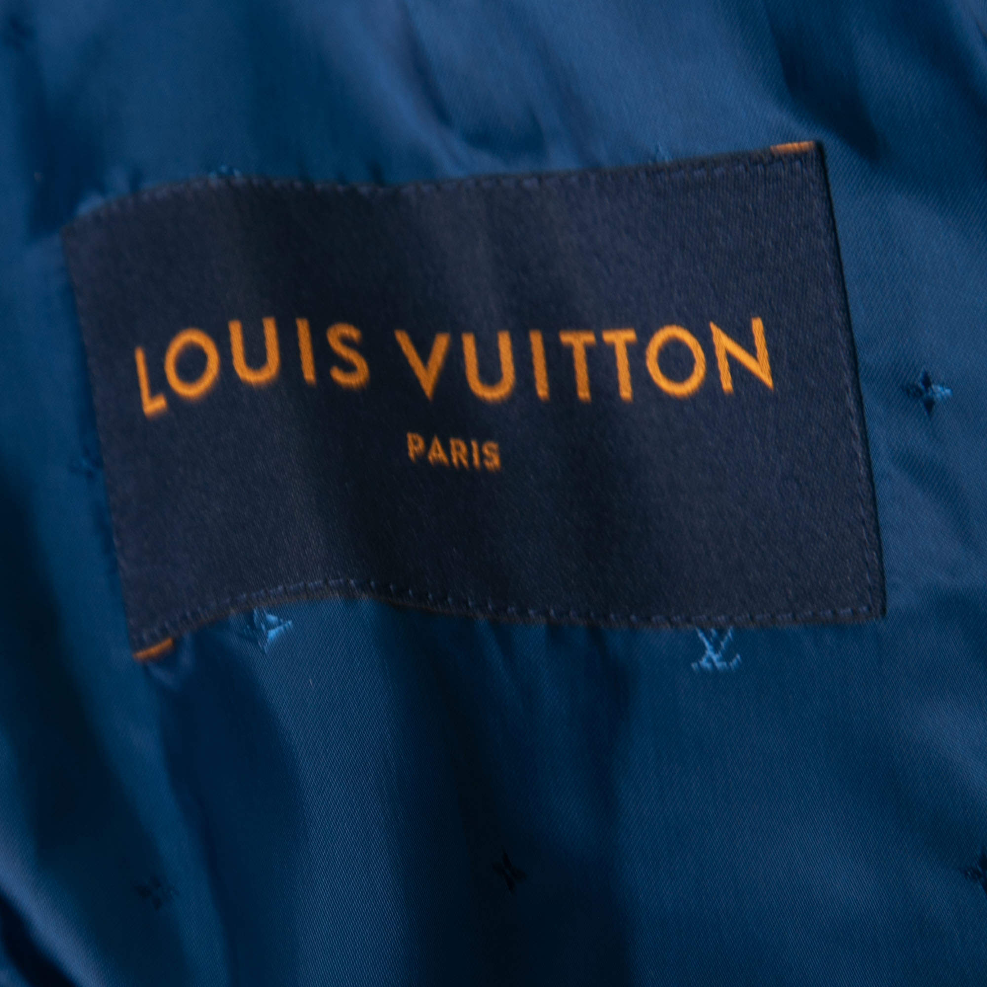 Louis Vuitton Blue Sateen Rib Knit Trimmed Zip Front Jacket L Louis Vuitton