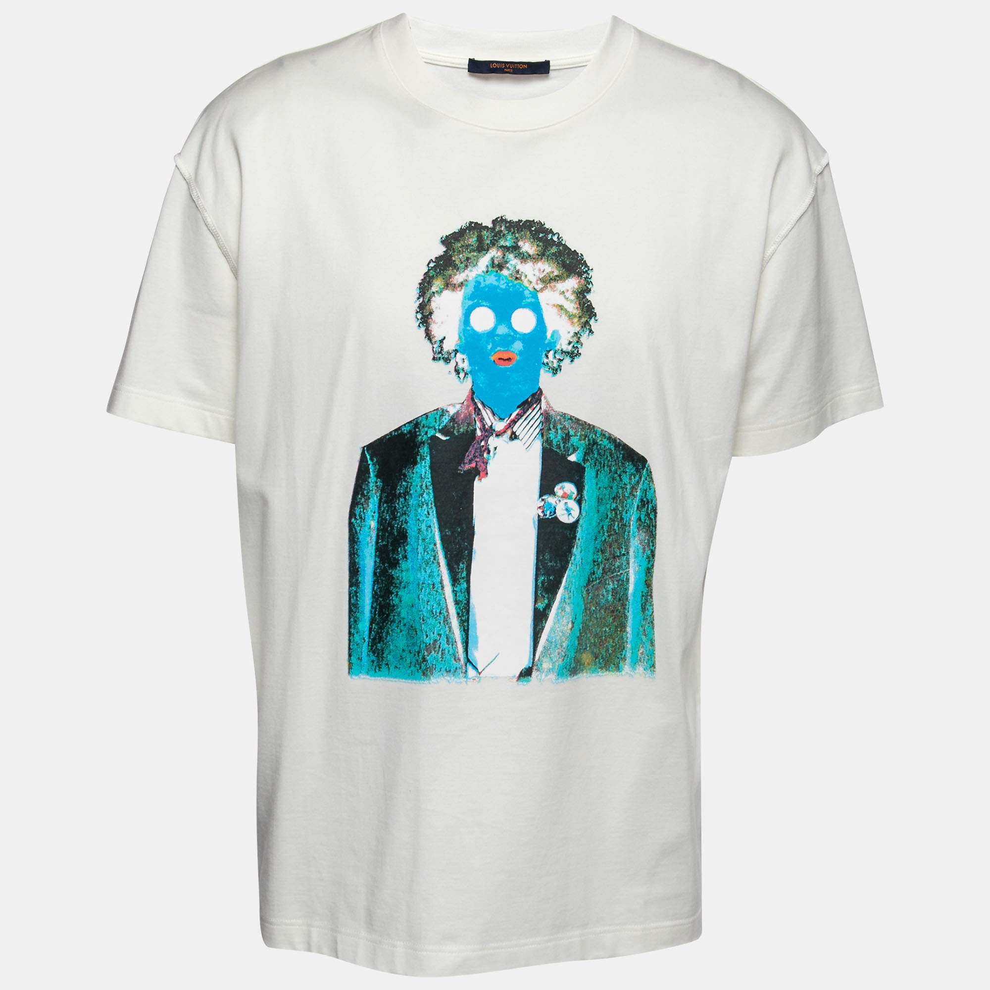 Louis Vuitton White Neon Working Man Print T-Shirt L