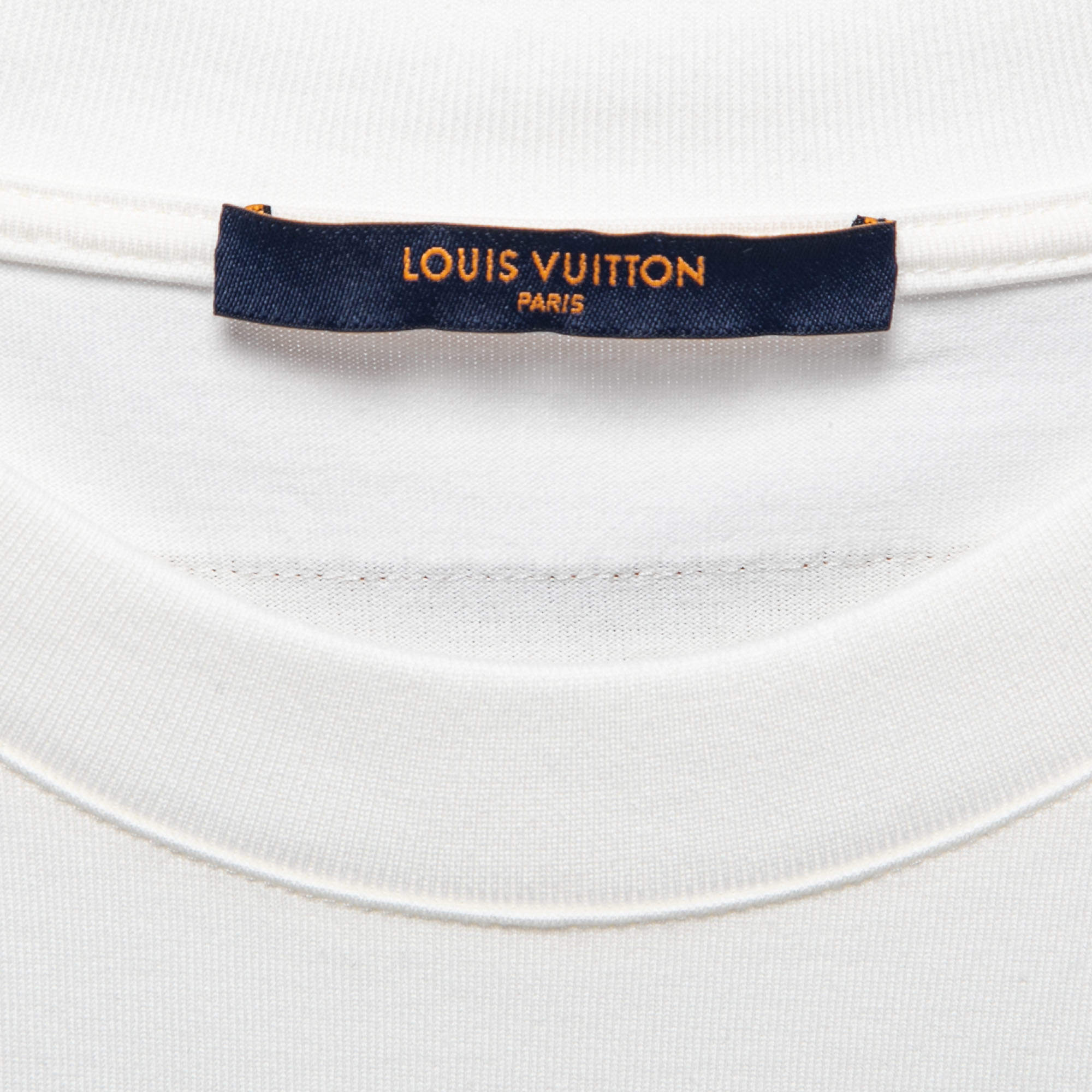 Louis Vuitton White Neon Working Man Print T-Shirt L Louis Vuitton