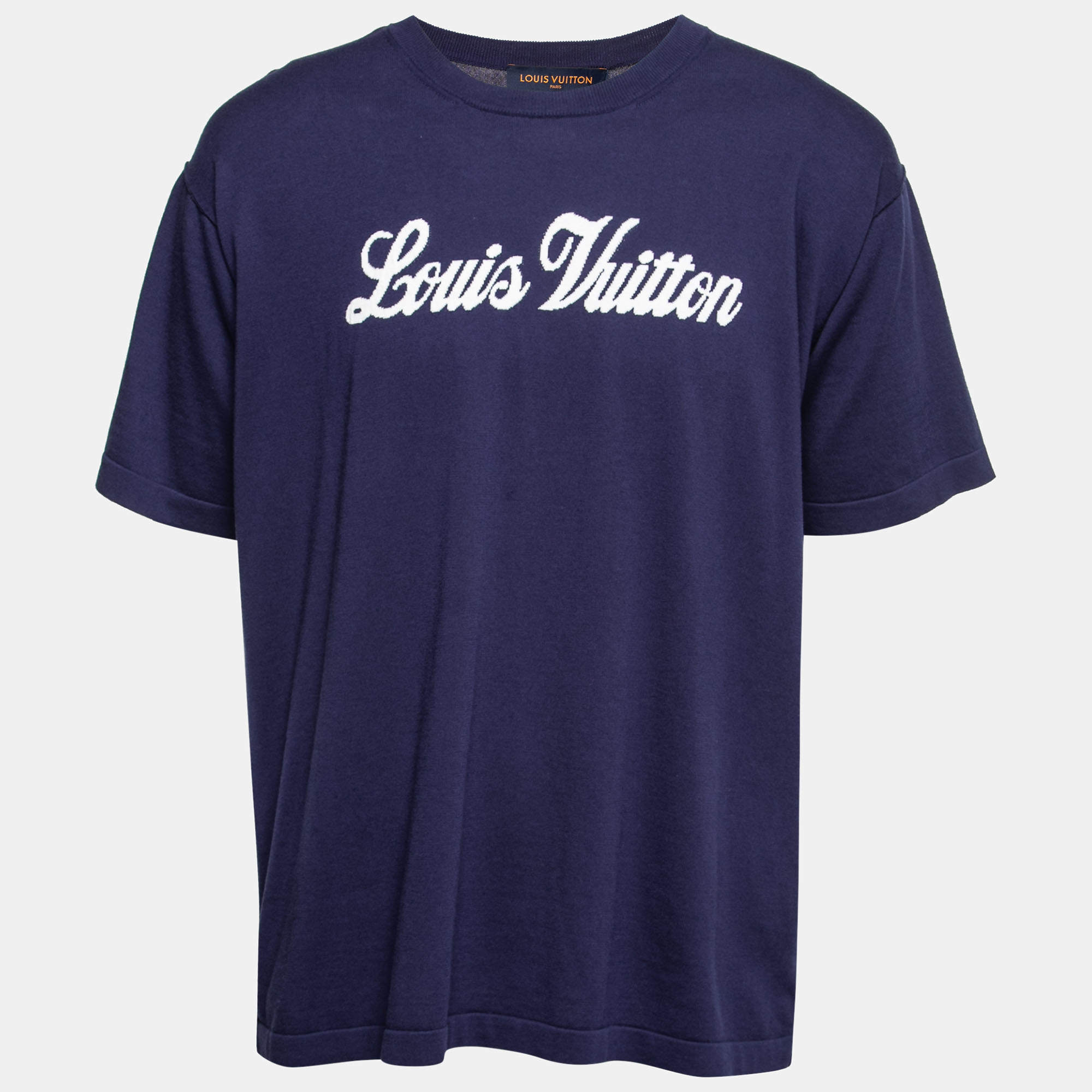 Louis Vuitton Blue Graphic Logo Print Cotton T-Shirt XL Louis