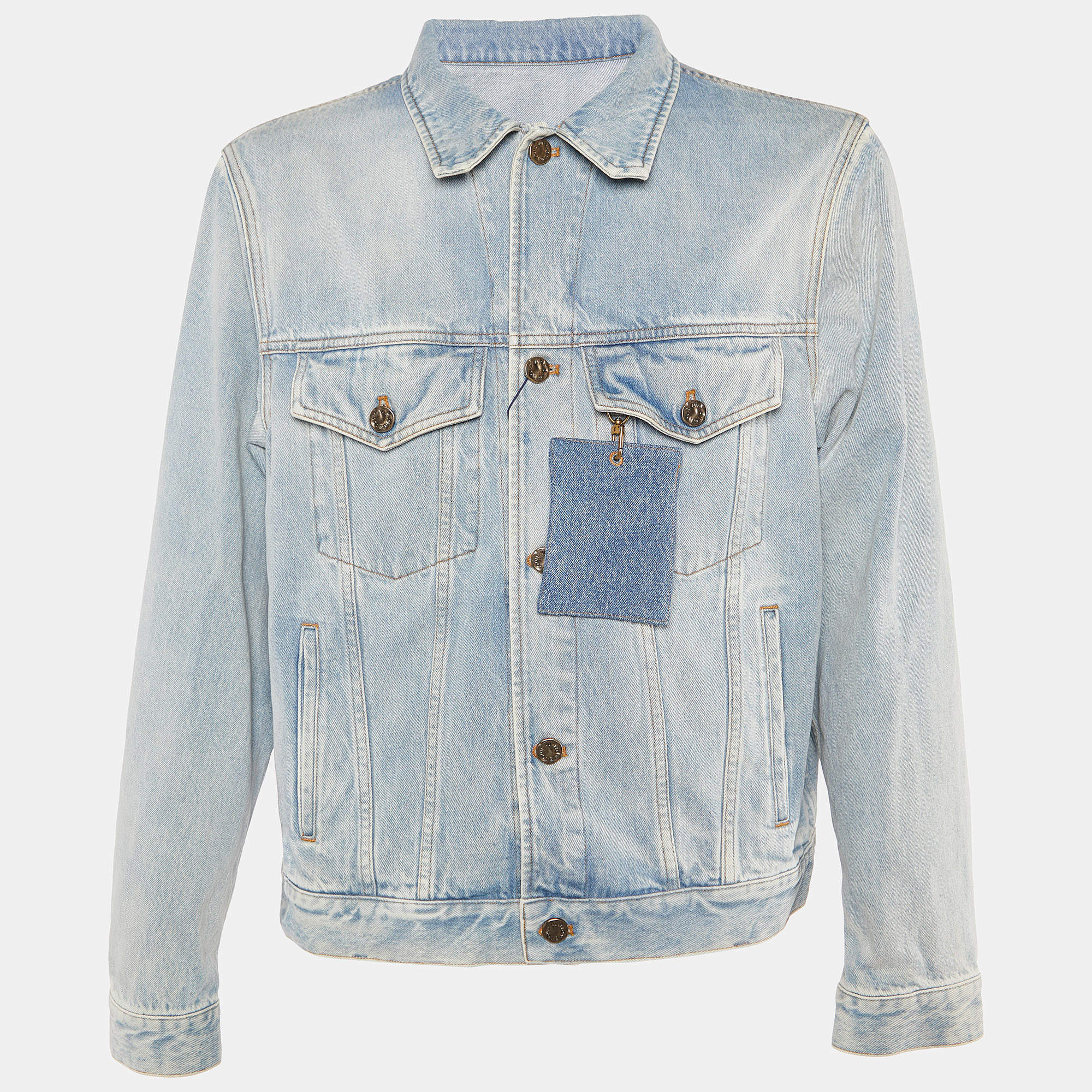 Louis Vuitton Blue Washed Denim Button Front Jacket XXL
