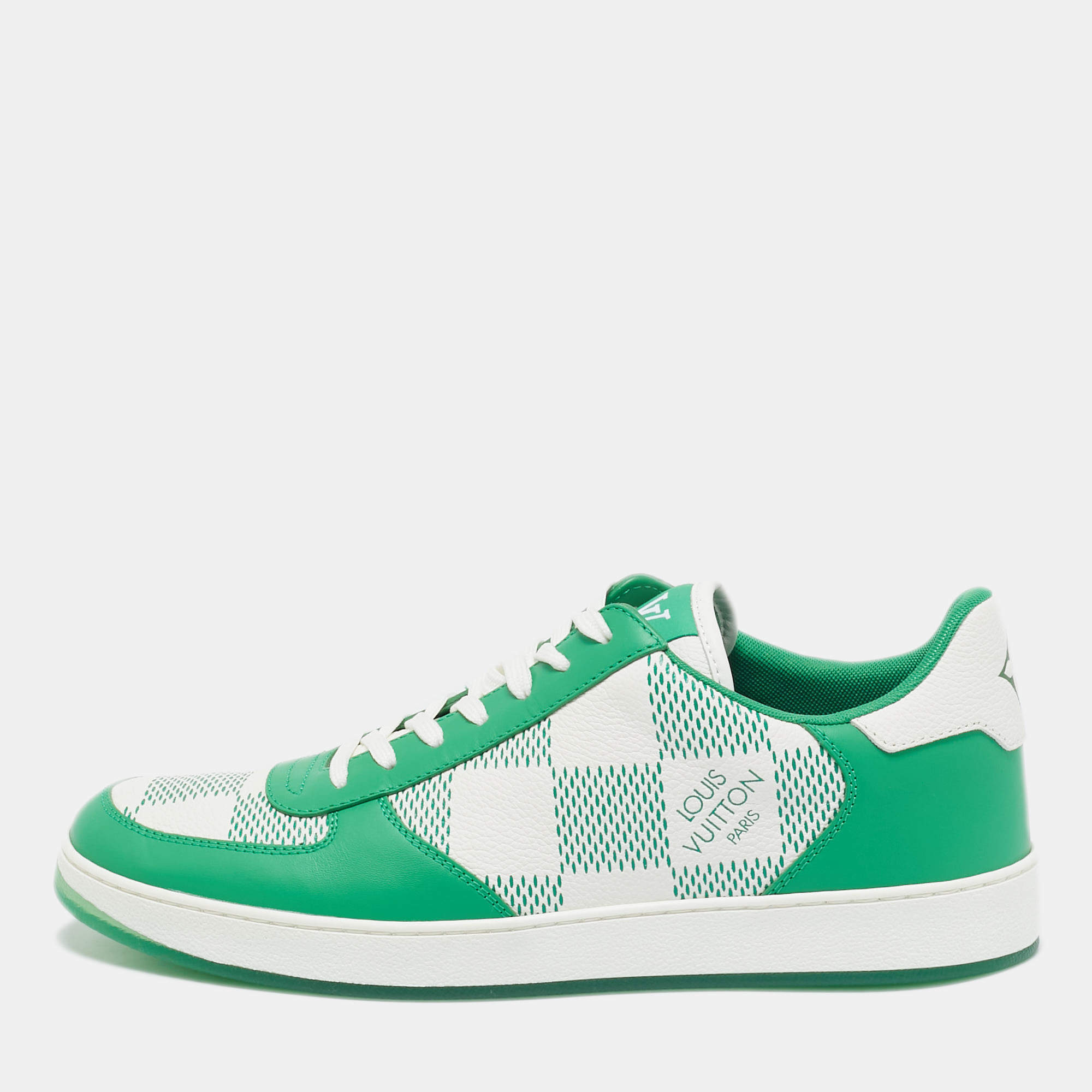 Louis Vuitton Green/White Canvas and  Leather Rivoli Low Top Sneakers Size 41