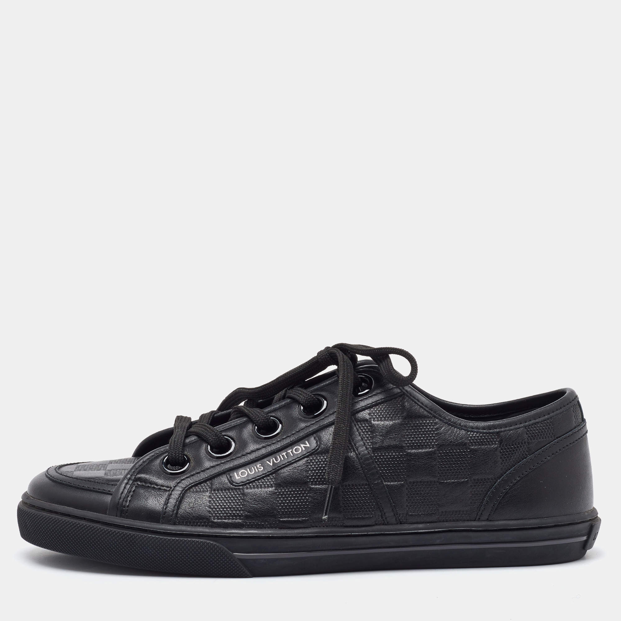 Pre Owned Louis Vuitton Black Damier Infini Leather Low Top Sneakers Size 40.5