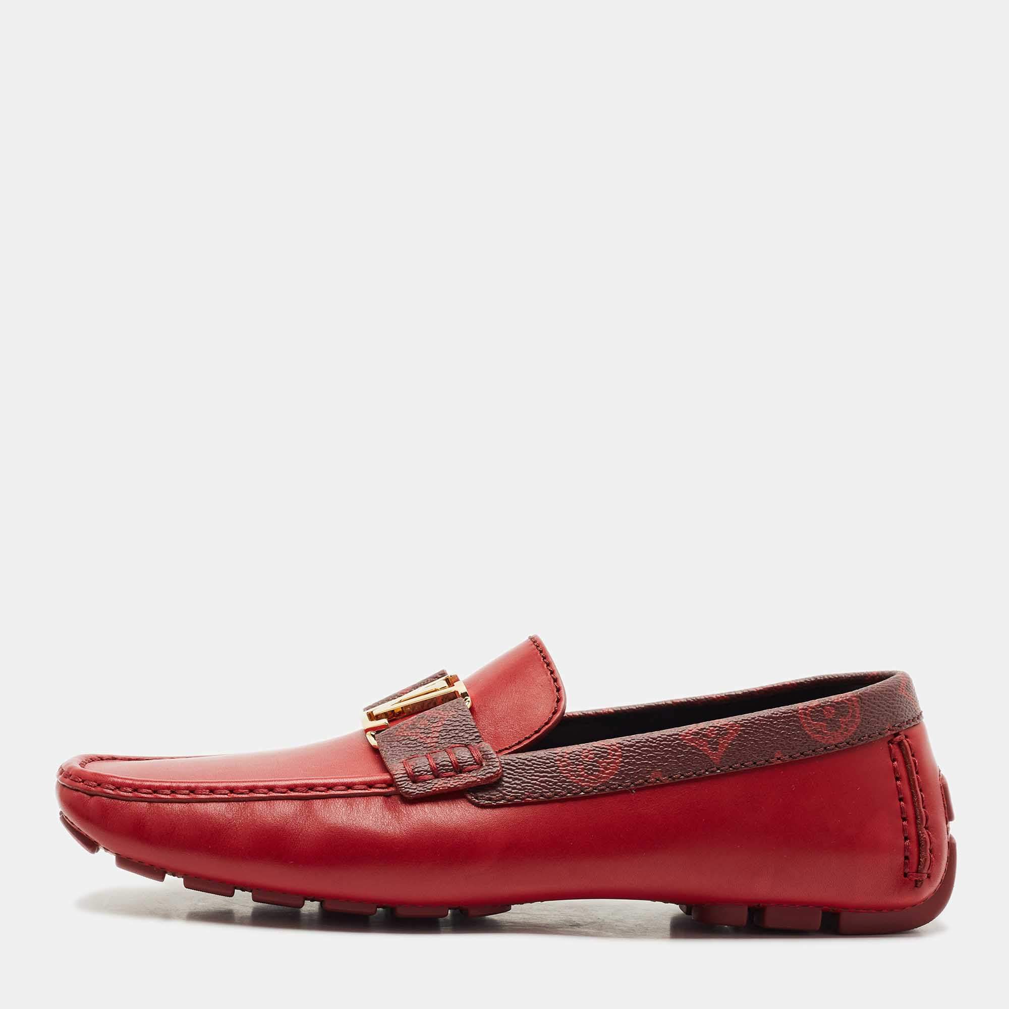 Louis Vuitton Red Leather Monte Carlo Loafers Size 43