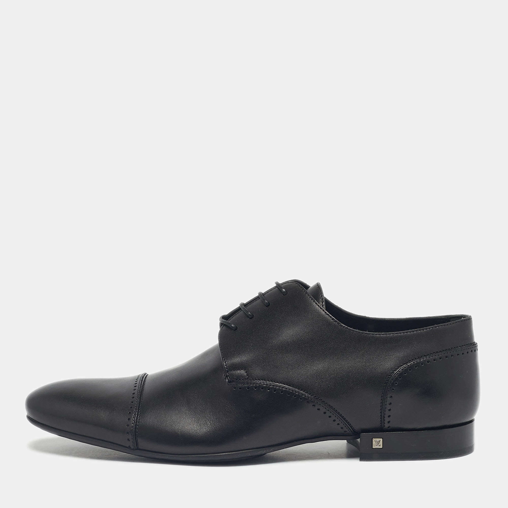 Pre Owned Louis Vuitton Black Leather Lace Up Derby Size 43