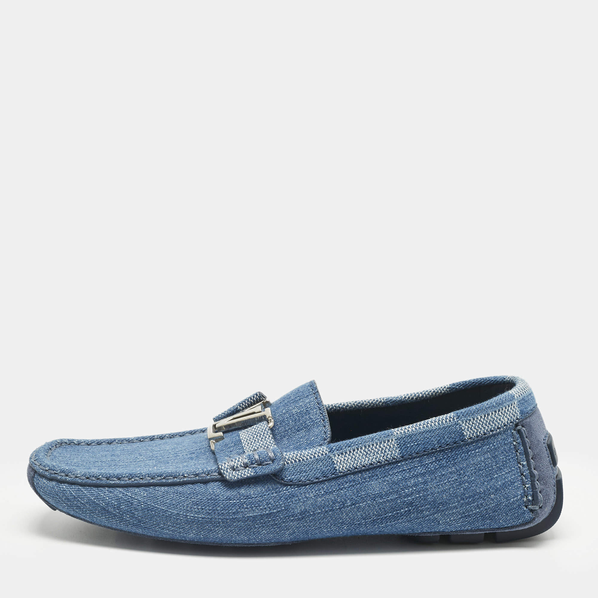 Pre Owned Louis Vuitton Blue Denim Monte Carlo Loafers Size 41