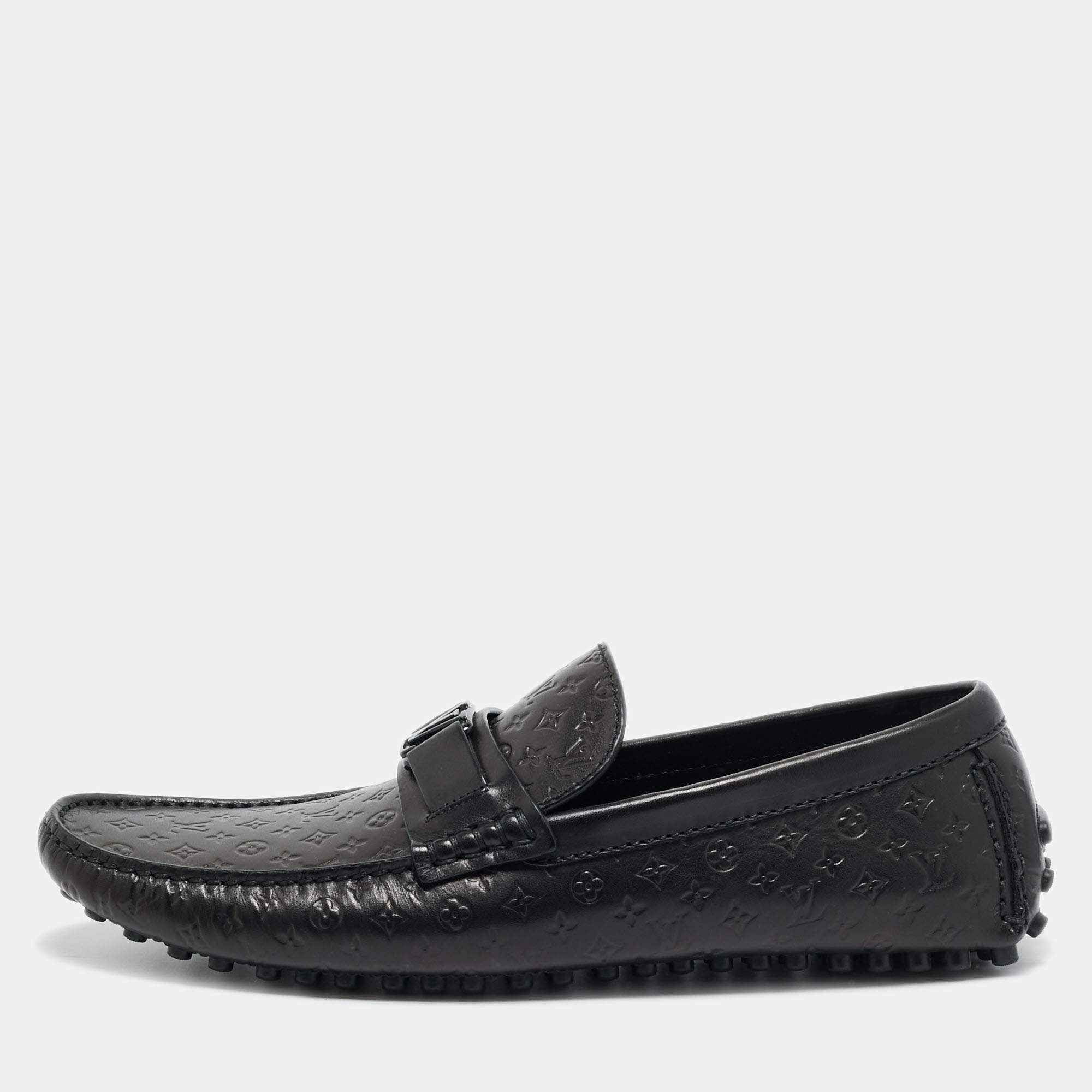 مملوكة مسبقًا Louis Vuitton Hockenheim Size 43.5 Black Monogram Leather Loafers