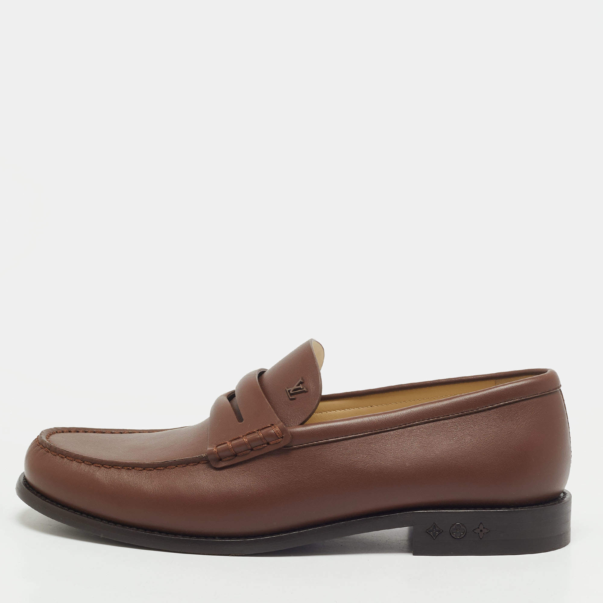 Pre Owned Louis Vuitton Louis Size 43.5 Brown Leather Penny Loafers