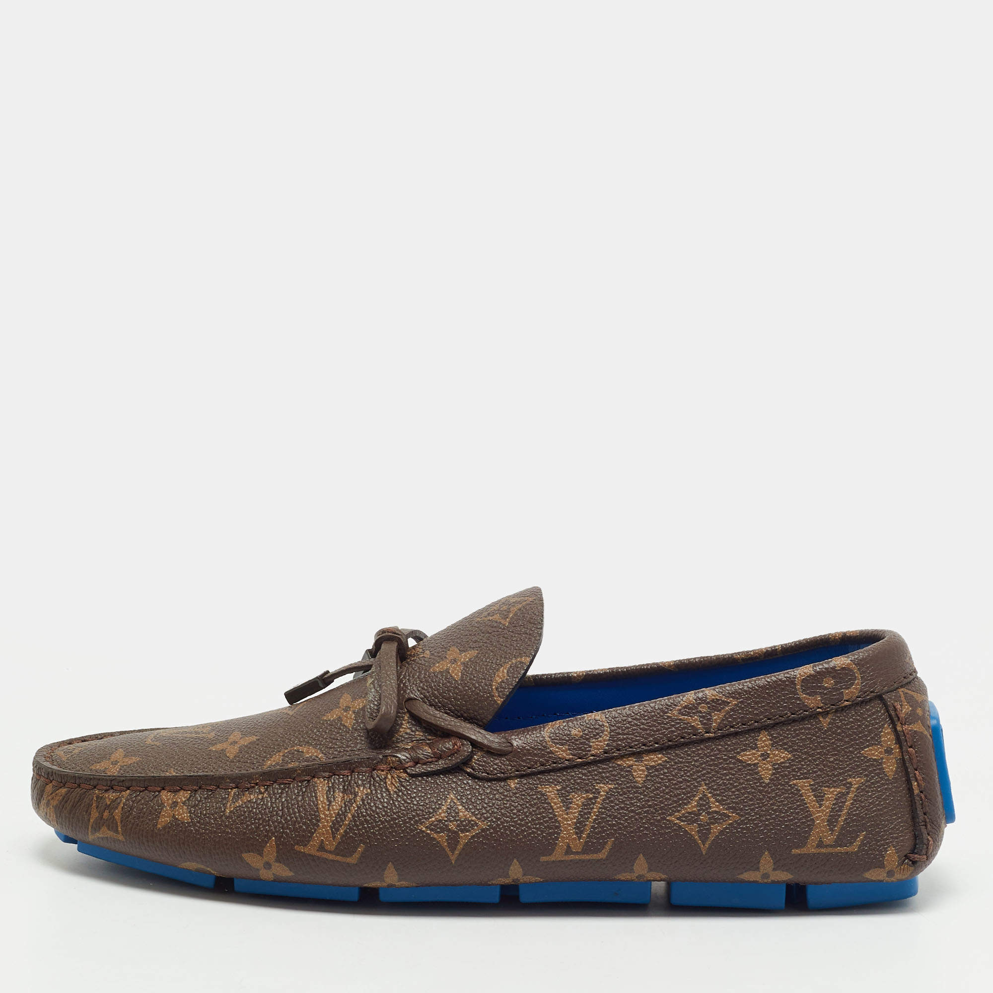 Pre Owned Louis Vuitton Size 43.5 Monogram Canvas Driver Loafers
