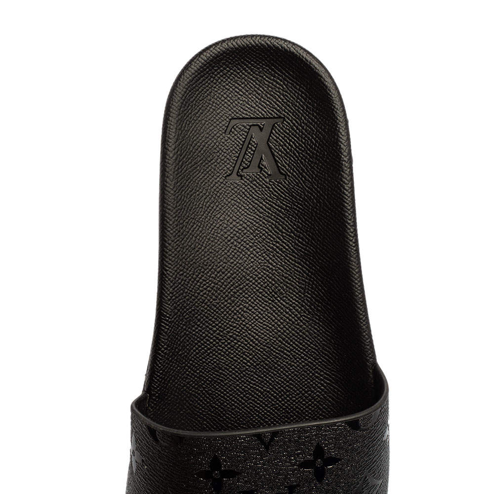 Louis Vuitton Black Rubber Monogram Waterfront Slide Sandals Size 42 Louis  Vuitton | The Luxury Closet