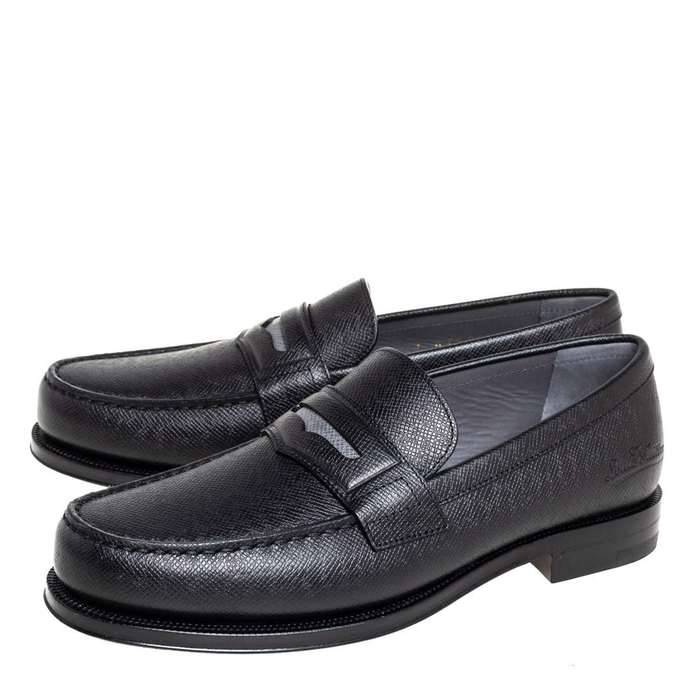 Louis Vuitton Black Leather Sorbonne Slip On Loafers Size 41 Louis Vuitton