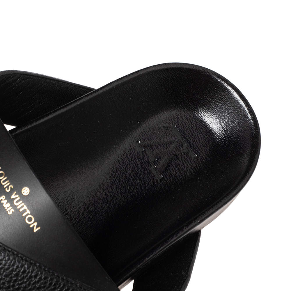 Louis Vuitton Black Leather Mirabeau Mules Size 44.5 Louis Vuitton