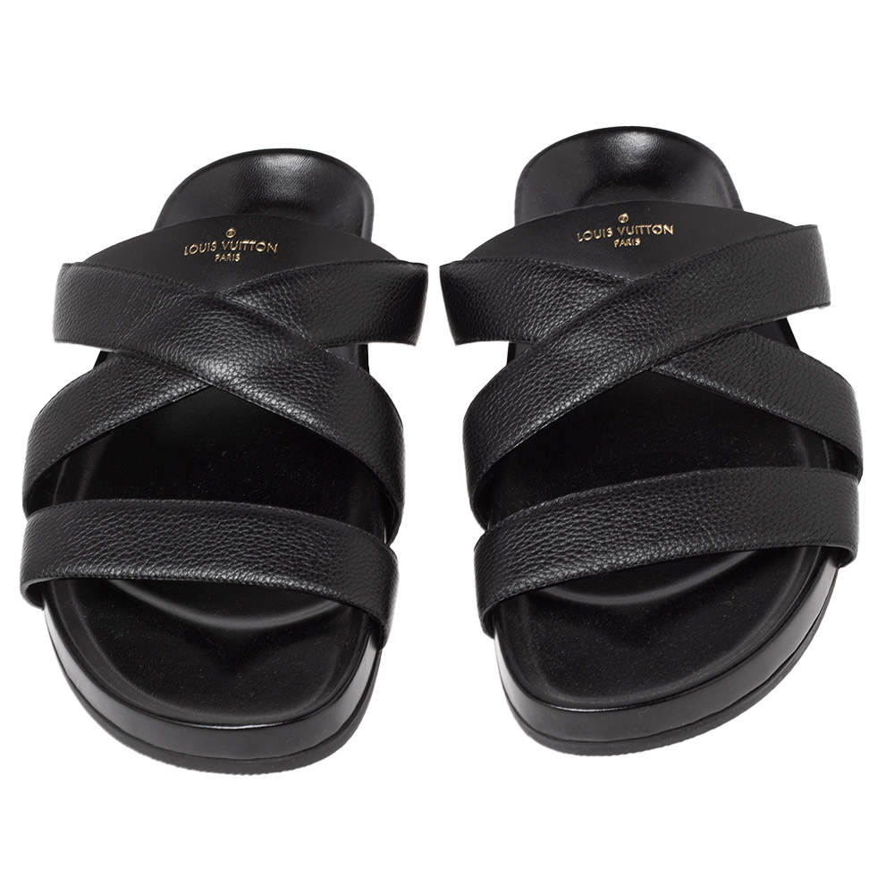 Louis Vuitton Black Leather Mirabeau Mules Size 44.5 Louis Vuitton