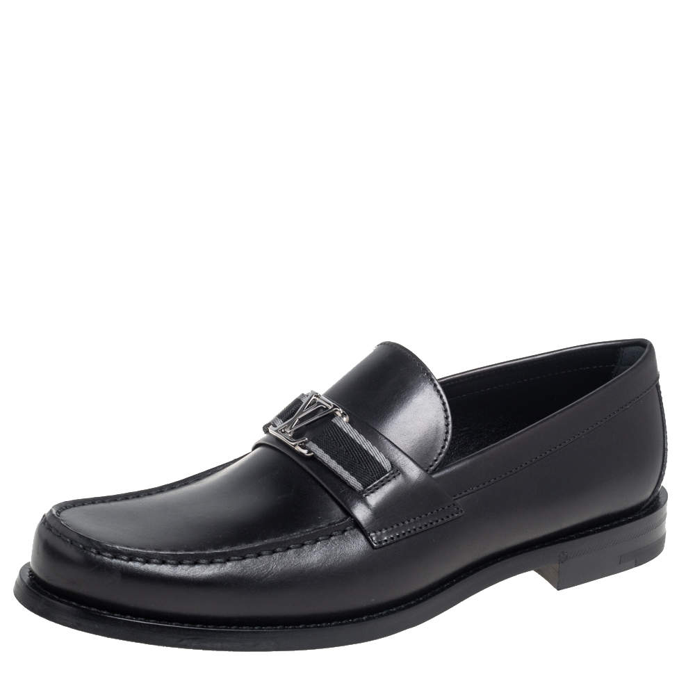 Pre Owned Louis Vuitton Black Leather Major Loafers Size 41