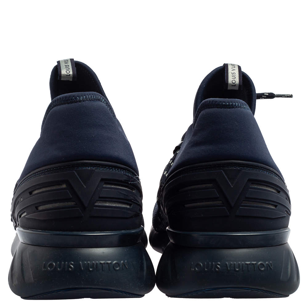 Louis Vuitton Navy Blue/Black Damier Knit Fabric Fastlane Low Top
