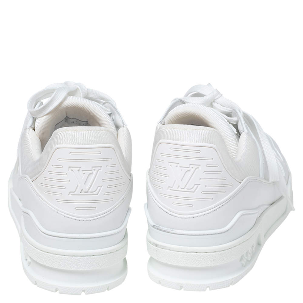 Lv trainer leather low trainers Louis Vuitton White size 43 EU in Leather -  22943256