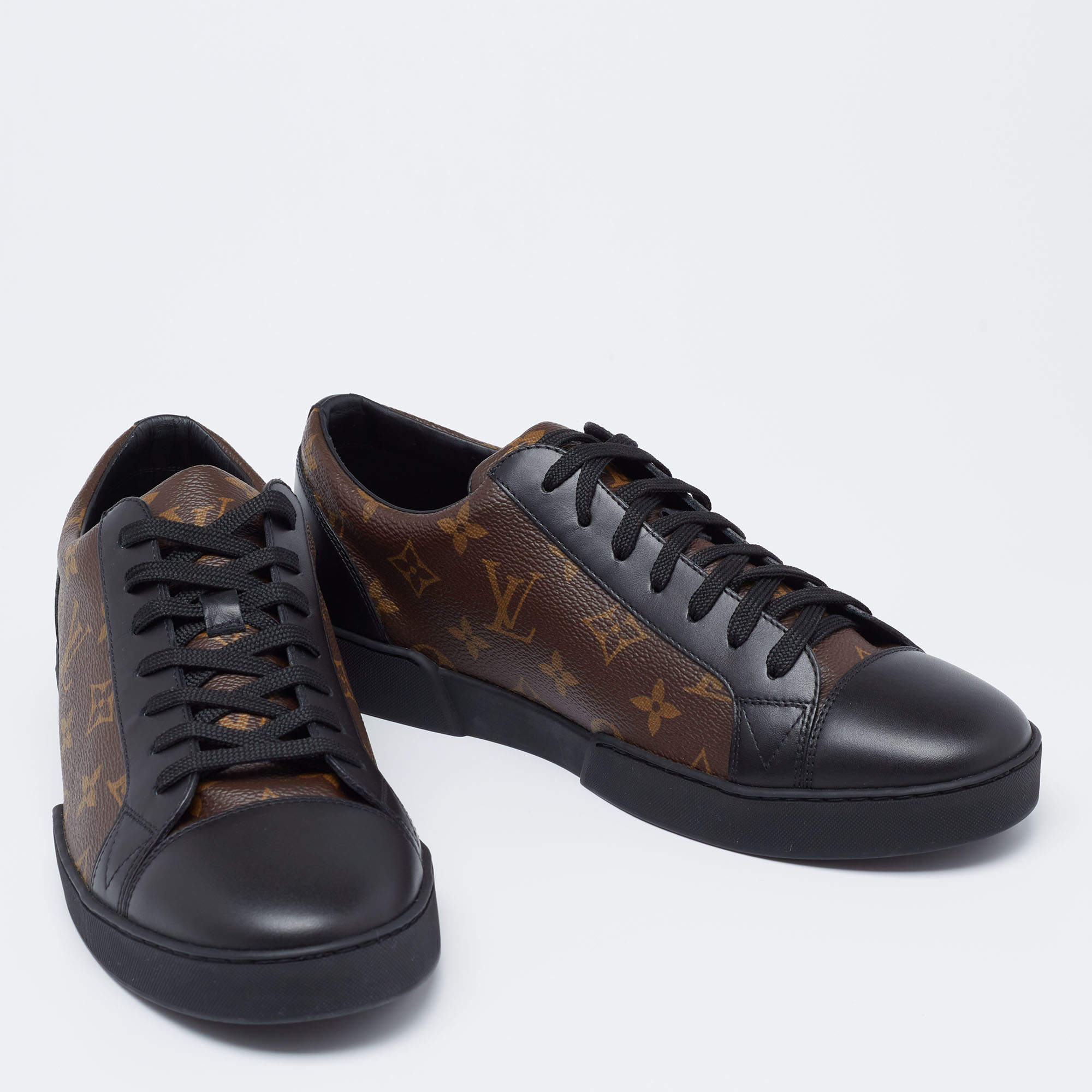 Louis Vuitton Brown/Black Monogram Canvas and Leather Match Up Sneakers  Size 42 Louis Vuitton