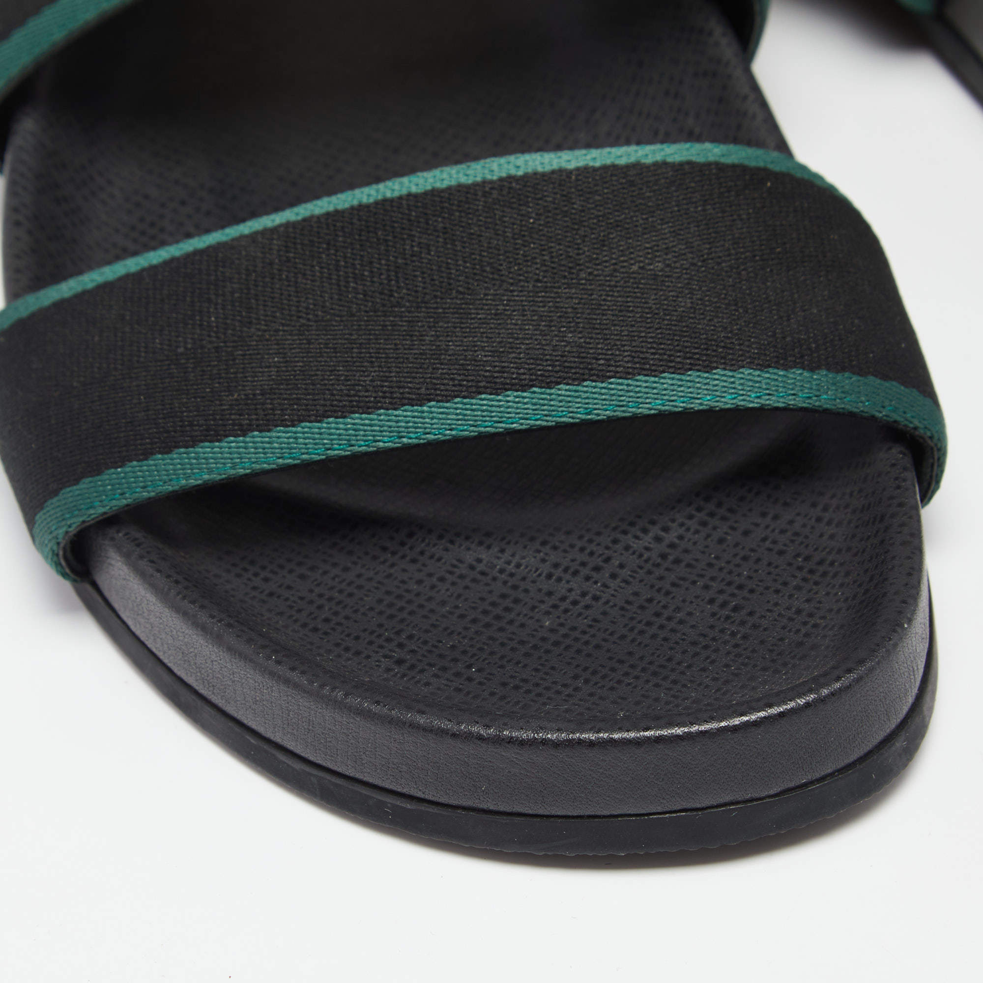 Louis Vuitton Black/Green Leather and Canvas Mirabeau Flat Sandals Size 41 Louis  Vuitton